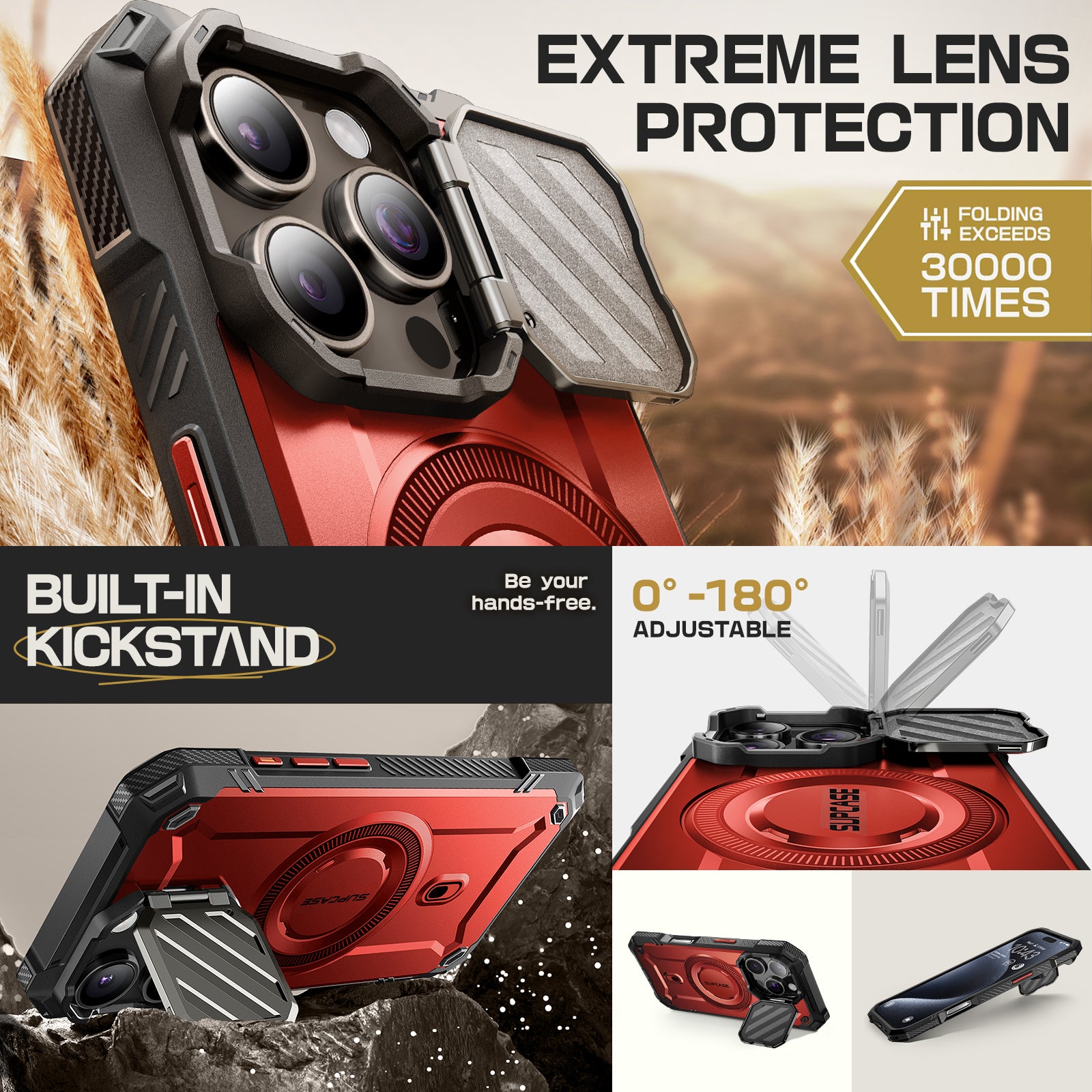 iPhone 16 Pro Max 6.9 Inch Unicorn Beetle MAG XT MagSafe Protective Case - Shockproof & Anti-Scratch Cover with Military-Grade Protection in Metallic Red - Perfect for Outdoor Adventures, Travel & Daily Use