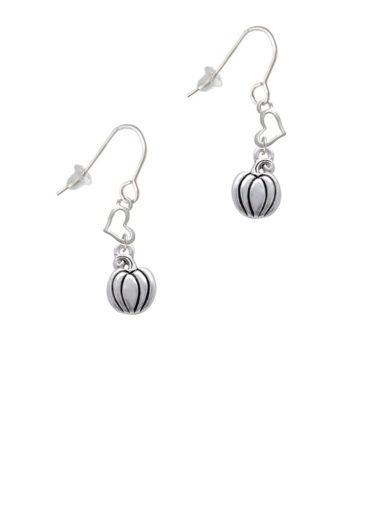 Delight Jewelry Sterling Silver Small Pumpkin & Heart French Hook Earrings - Perfect for Halloween, Thanksgiving & Fall Fashion Accessories