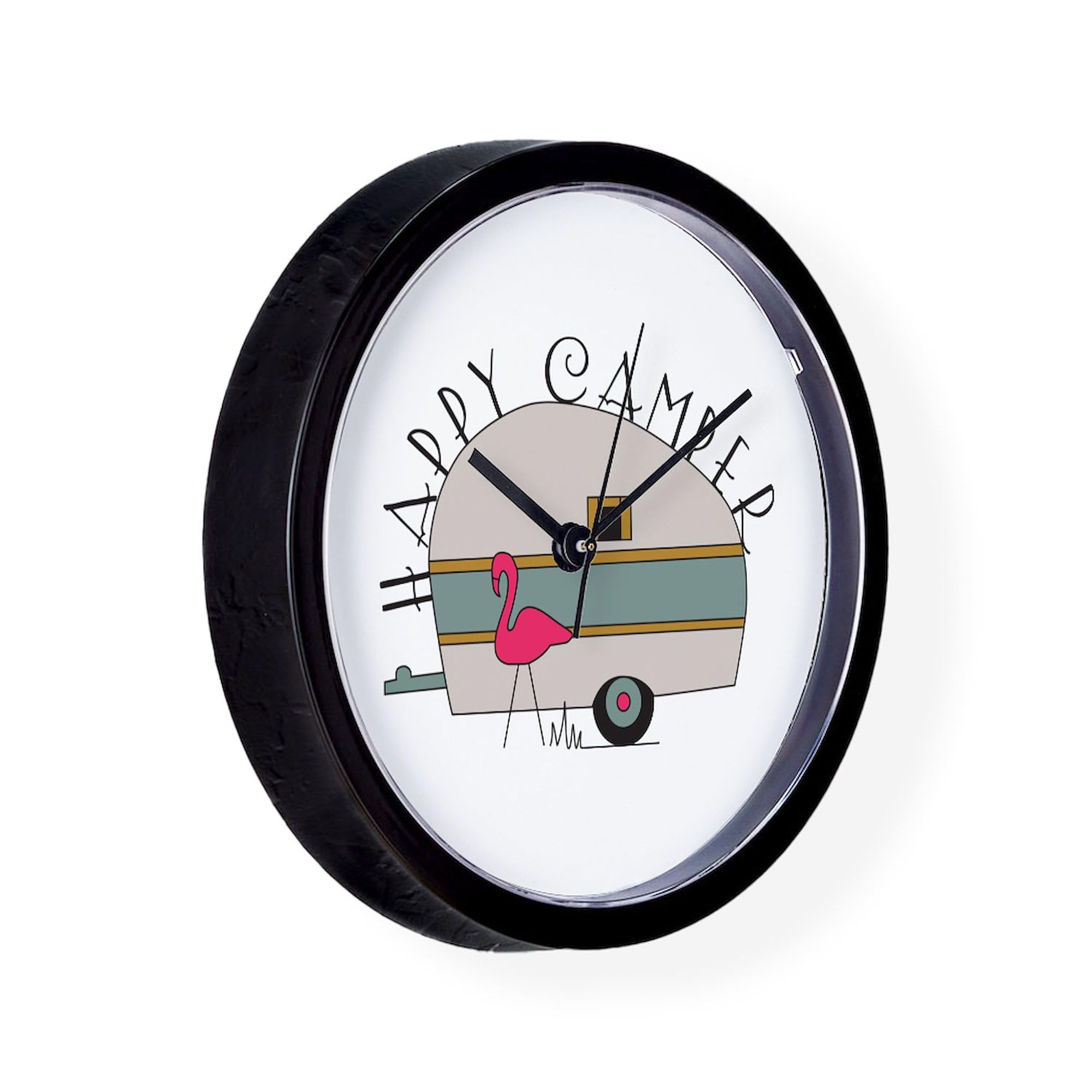 Happy Camper 10-Inch Wall Clock - Decorative Clock for Living Room, Kitchen, Office & Cabin Decor - Perfect for Home, Camping Enthusiasts & Outdoor Lovers