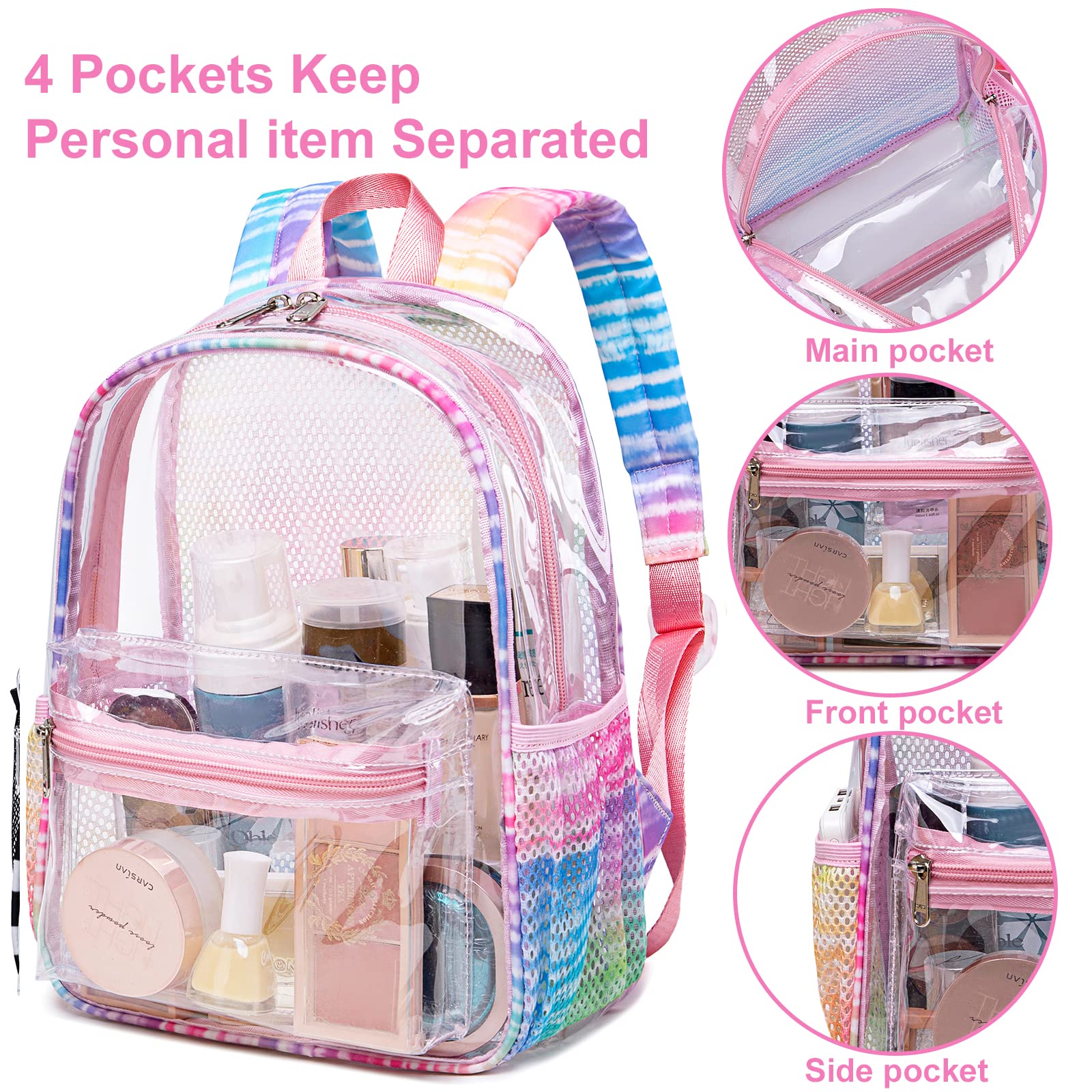 Clear Mini Backpack 12x12x6 - Small Transparent Stadium Bag for Concerts, Festivals & Travel | Lightweight See-Through Plastic Backpack for Work, Security & Events