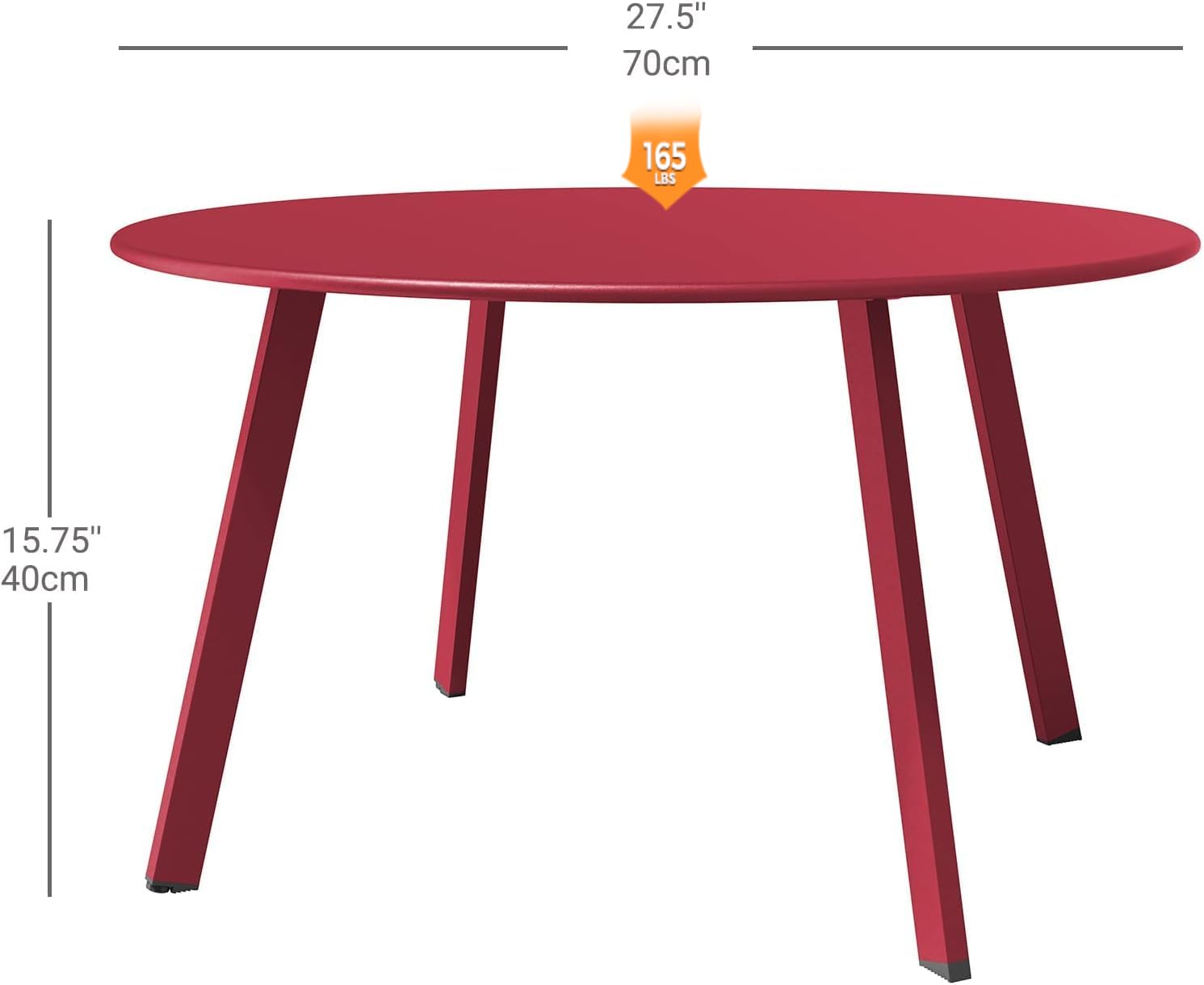 Round Steel Patio Coffee Table - Weather Resistant Outdoor Side Table for Garden, Deck & Poolside (Red, 1PC) - Perfect for Backyard Relaxation & Outdoor Entertaining