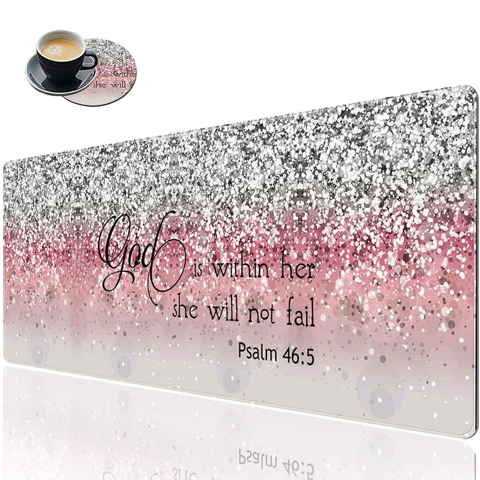 XXL Gaming Mouse Pad 31.5x11.8 Inch - Extra Large Full Desk Mouse Mat with Stitched Edges | Non-Slip Base | Cute Pink Flash Bible Design | Perfect for Gaming, Office & Home Computer Setup
