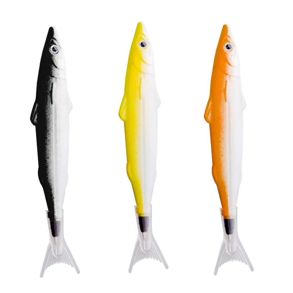 Academyus Fish Shape Gel Pens - 3 Pack Ballpoint Ink Pens for Smooth Writing, School, Office & Stationery Supplies (Random Colors) - Perfect for Note Taking, Journaling & Creative Projects