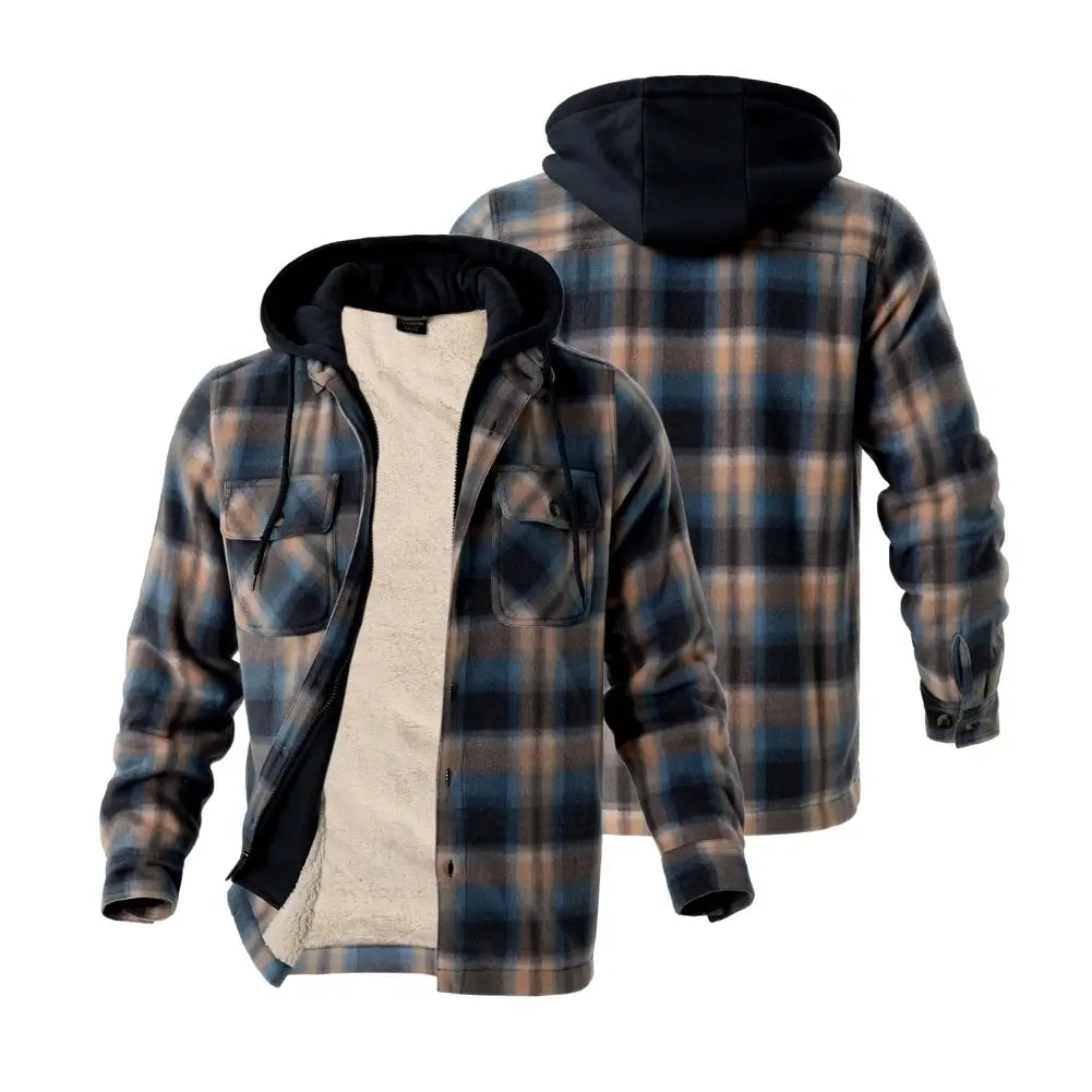 Men's Warm Plaid Berber Fleece Lined Jacket - Winter Outdoor Casual Coat for Hiking, Camping & Daily Wear