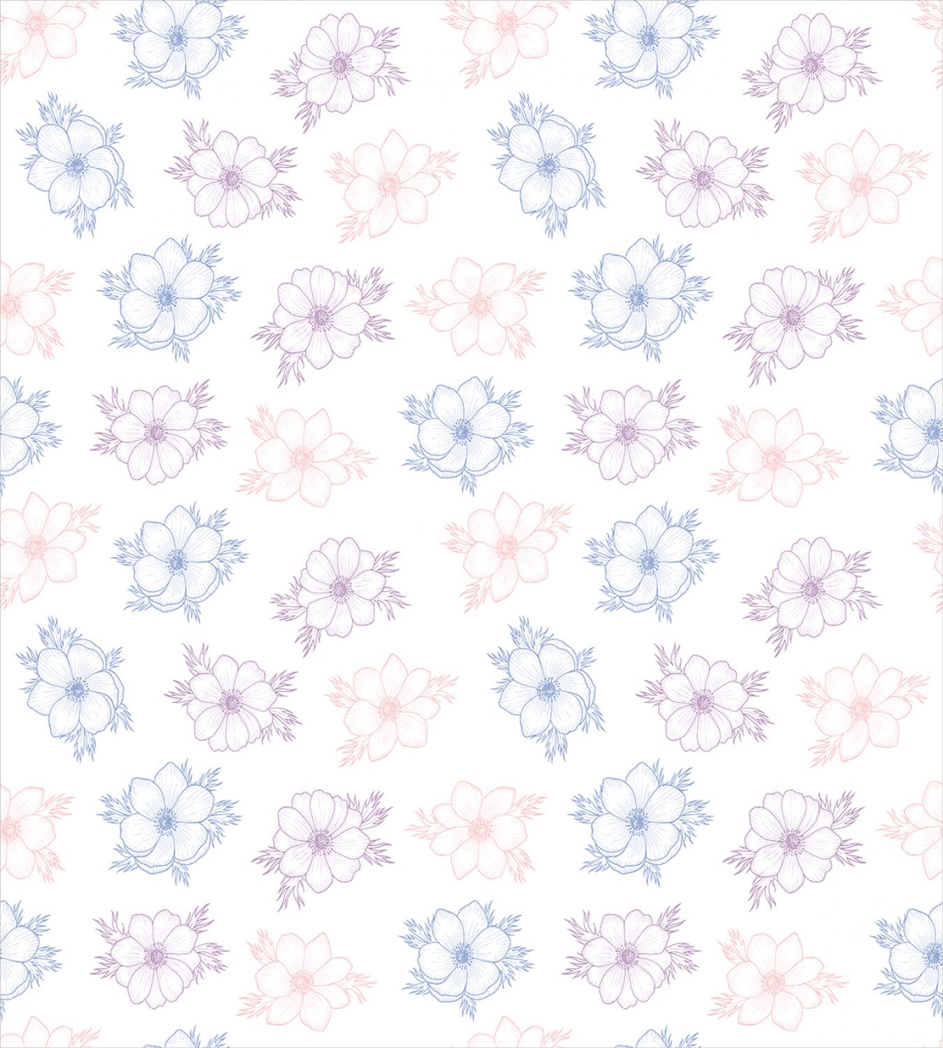 Ambesonne Anemone Flower Duvet Cover Set - King Size 2-Piece Bridal Corsage Design with 4 Pillowcases, Soft Pastel Garden Bedding in Dried Rose Slate Blue | Perfect for Master Bedroom, Guest Room & Boho Chic Home Decor