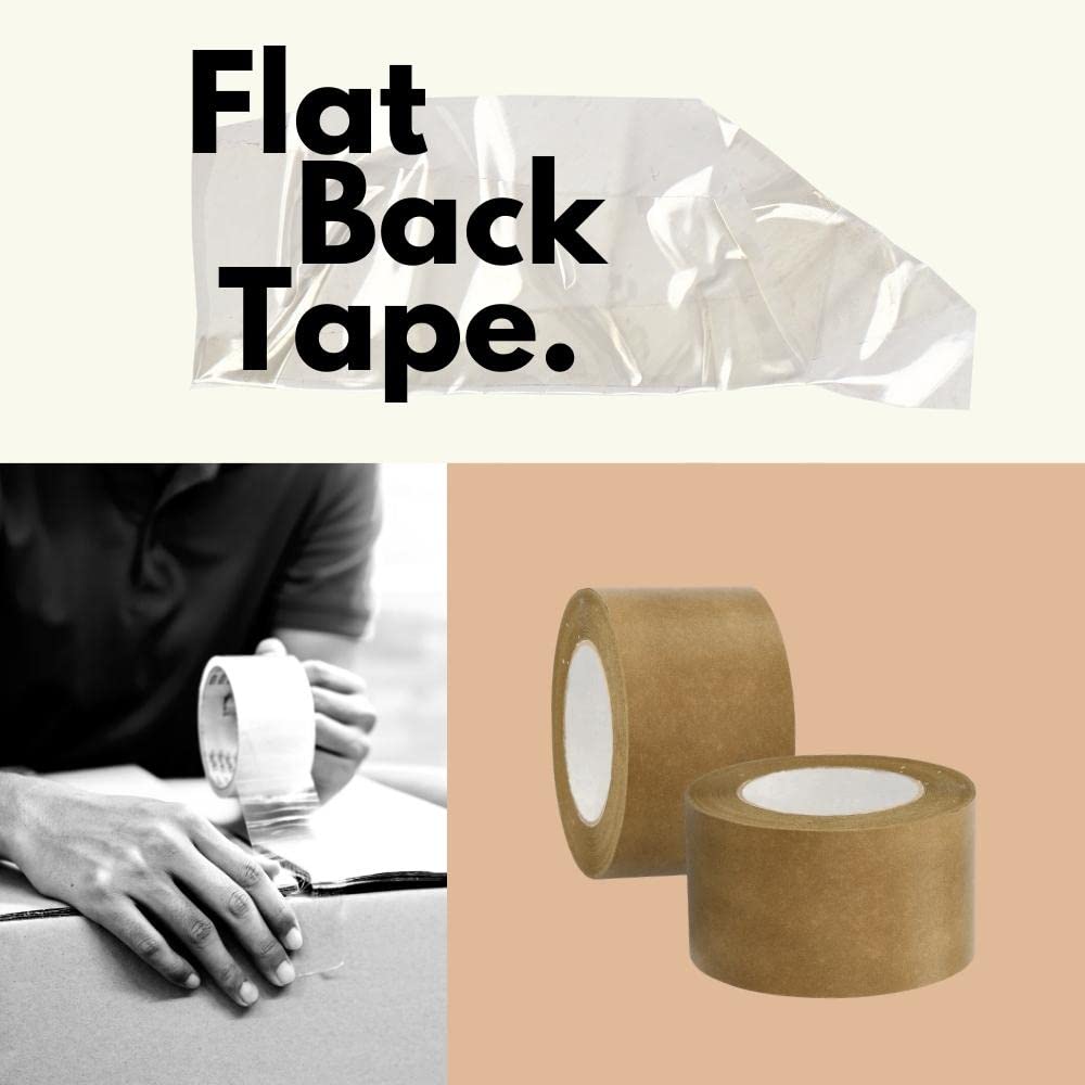 PSBM 3 Inch x 60 Yards Kraft Brown Self Adhesive Flatback Packaging Tape - 16 Pack for Shipping Boxes, Moving Supplies & Ecommerce Packaging