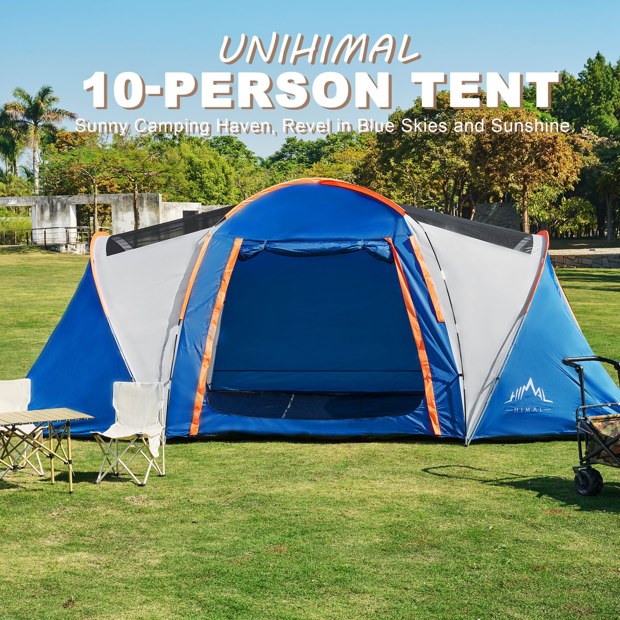 10-Person Family Camping Tent - Waterproof, Spacious 2-Room Design with 4 Large Mesh Windows | Double Layer, Easy Setup, Weather Resistant (18ft x 9ft x 6.8ft) | Perfect for Family Camping Trips, Music Festivals, and Outdoor Parties