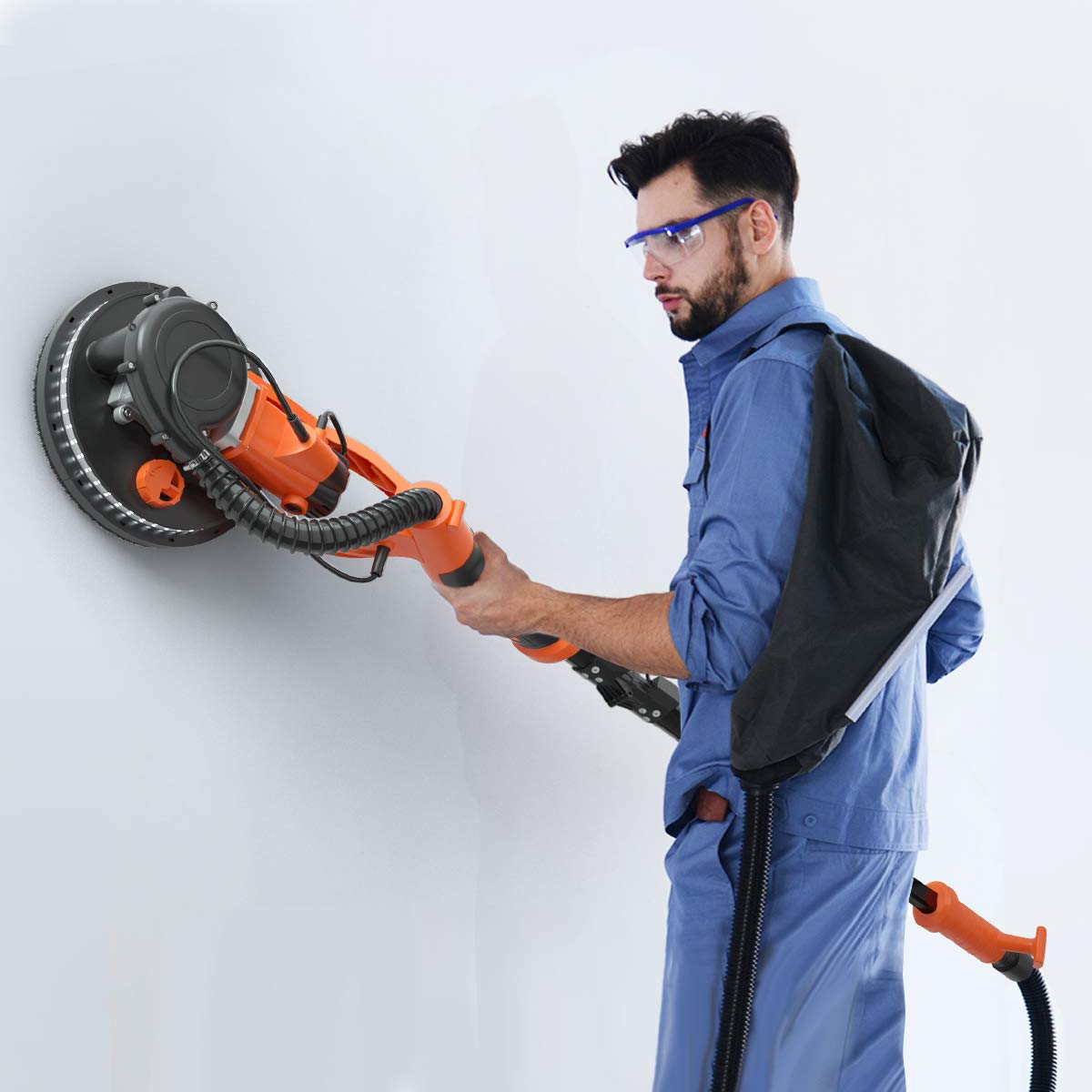 IRONMAX Electric Drywall Sander - 6-Speed Foldable Wall Sander with Vacuum Dust Collector, LED Light & Extendable Handle - Includes Dust Bag, Hose & 12 Sanding Discs - Perfect for Drywall Repair, Home Renovation & DIY Projects