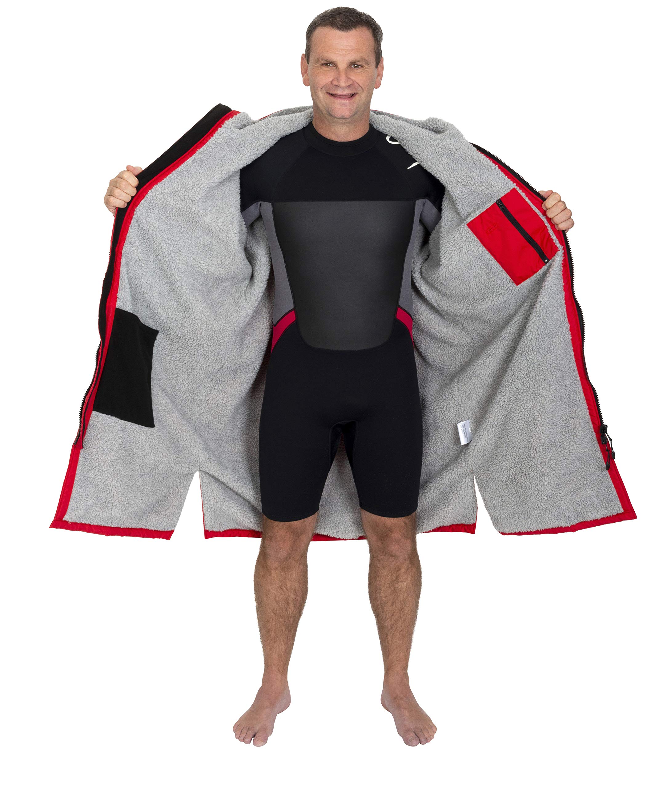 HUT Premium Red Waterproof Changing Robe for Women, Men & Kids - Windproof Surfing Robe for Open Water Swimmers, Beach & Outdoor Activities - Ideal for Surfing, Swimming & Post-Water Sports Warmth