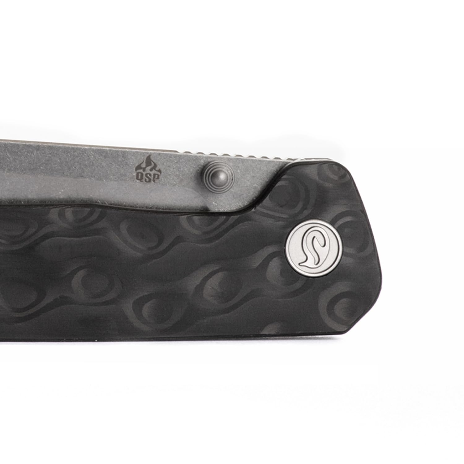 QSP Penguin Titanium Framelock EDC Pocket Knife - Marbled Carbon Fiber Handle, S35VN Steel Blade, Kaviso Exclusive (Stonewashed) | Everyday Carry, Outdoor Survival, Camping & Tactical Use