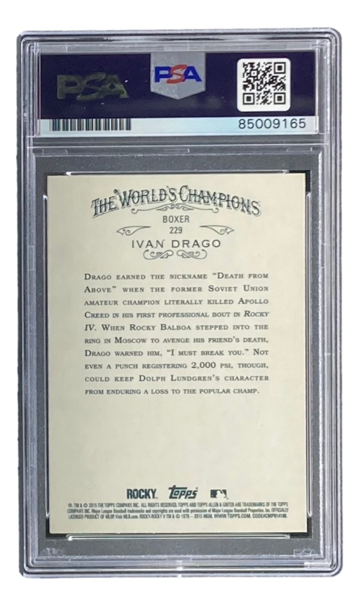 Dolph Lundgren Autographed Ivan Drago 2015 Topps Allen & Ginter PSA/DNA Gem Mint 10 Trading Card - Perfect for Movie Memorabilia Collectors & Rocky Fans Display