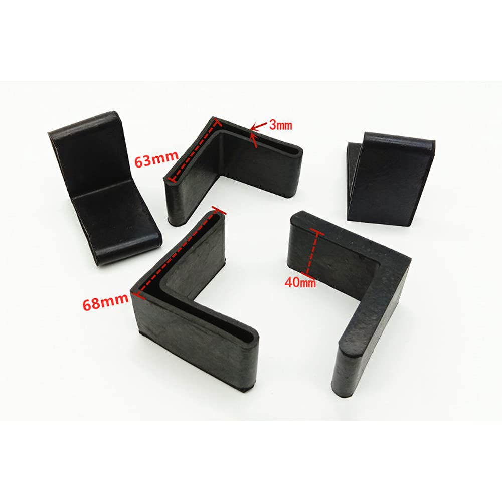8-Piece Black L-Shaped Rubber Furniture Pads (63x63x3mm) - Angle Iron Foot Protectors for Tables, Chairs & Cabinets - Non-Slip, Scratch-Resistant Floor Guards for Home & Office Use
