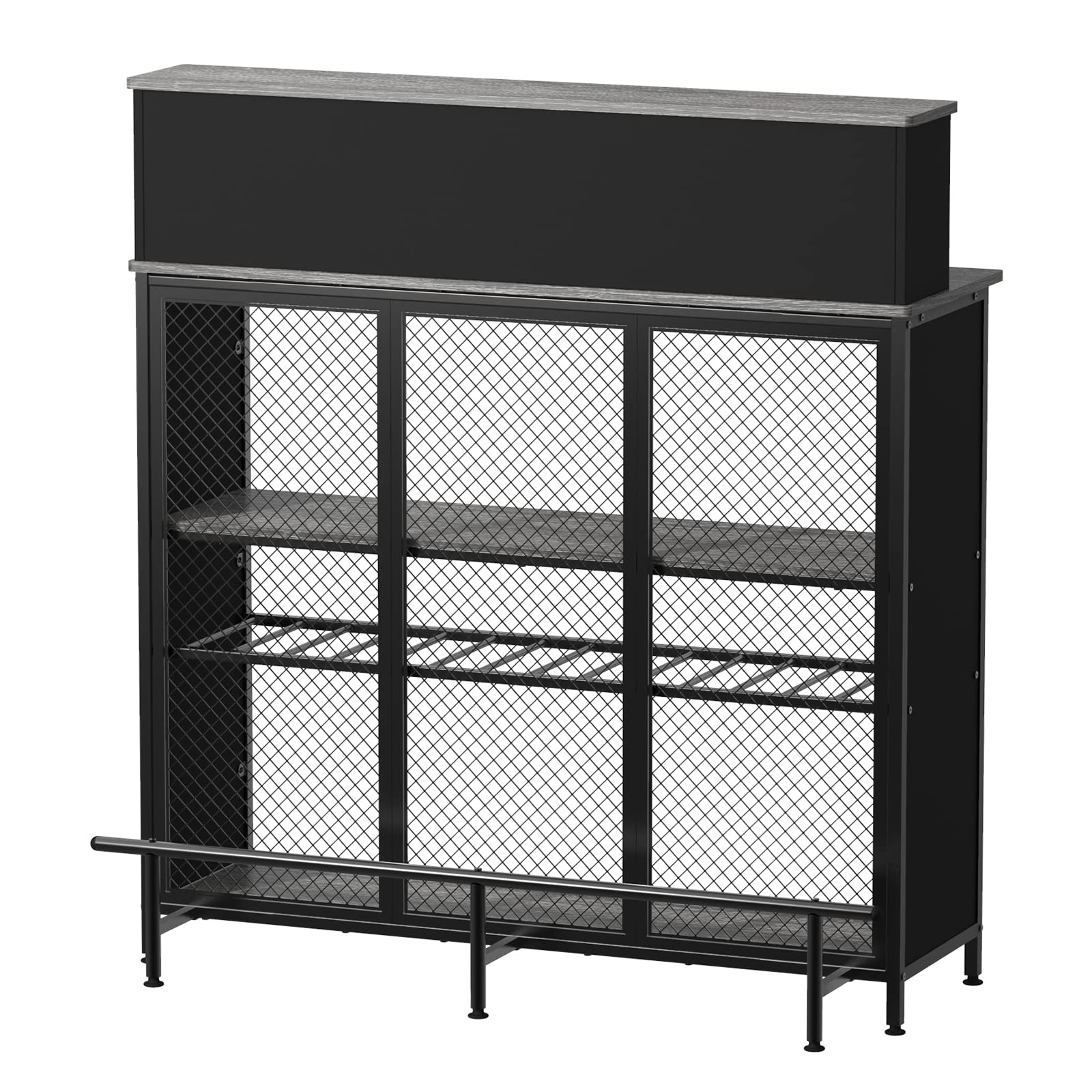 GDLF Home Bar Unit - Mini Bar Liquor Cabinet with Storage & Footrest for Kitchen, Pub, Living Room - Space-Saving Grey Bar Furniture for Small Spaces & Entertaining