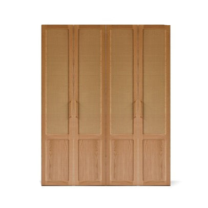 63.0×23.2×78.7 inch / 160×59×200 cm / natural wood color / rattan door wardrobe