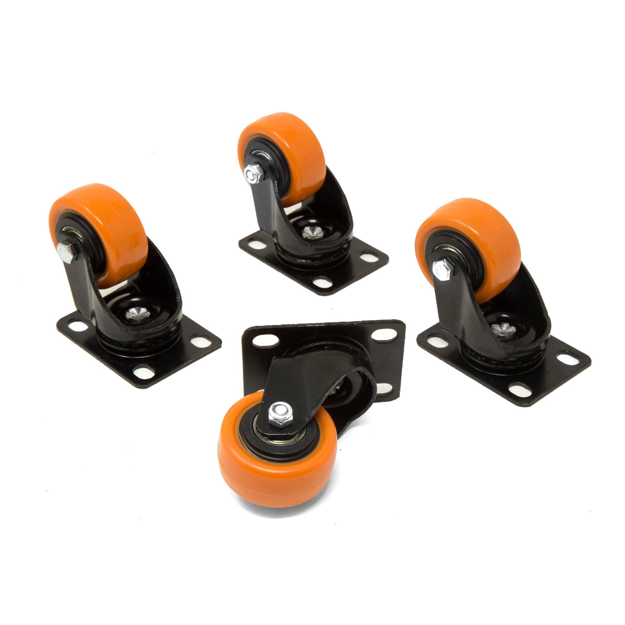 WEN CA1162W 2 Inch Heavy Duty Polyurethane Swivel Caster Wheels - 155 lb Capacity, Double Bearing, 4 Pack - Ideal for Office Chairs, Furniture, and Industrial Equipment