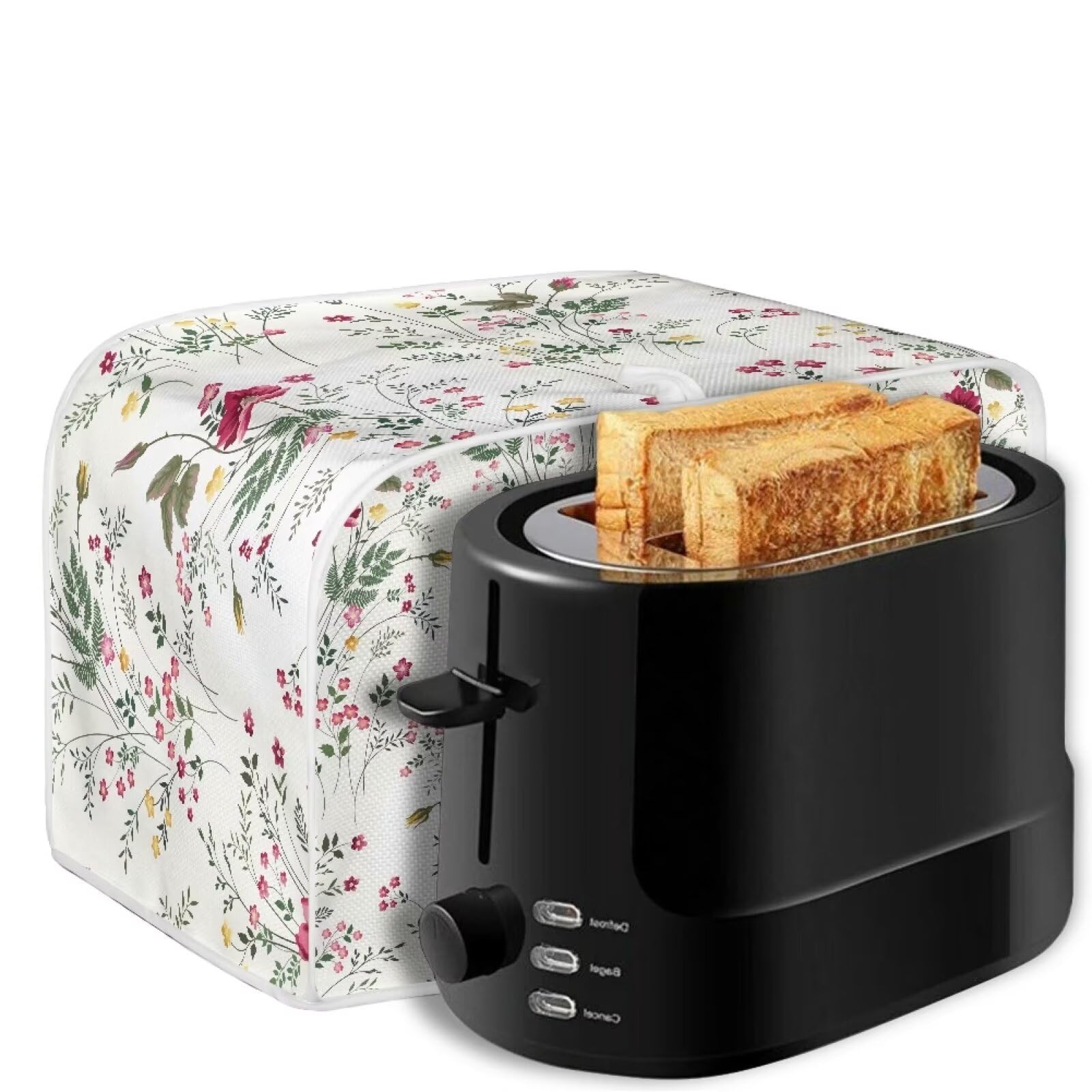 ZDCUSTOM Floral 4 Slice Toaster Cover - Kitchen Appliance Dust Protector for Toasters & Bread Makers - Cute Bakeware Accessory for Home & Restaurant Use