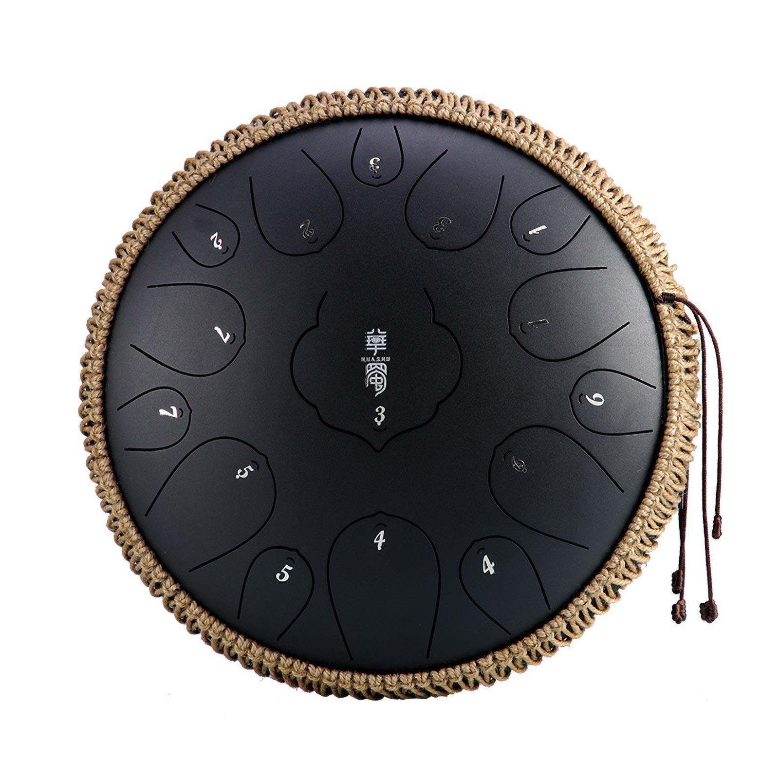 15 Notes Steel Tongue Drum 12 Inch - Handpan Drum with Mallets & Travel Bag for Meditation, Yoga, Music Therapy - Black Panda Percussion Instrument for Relaxation & Sound Healing