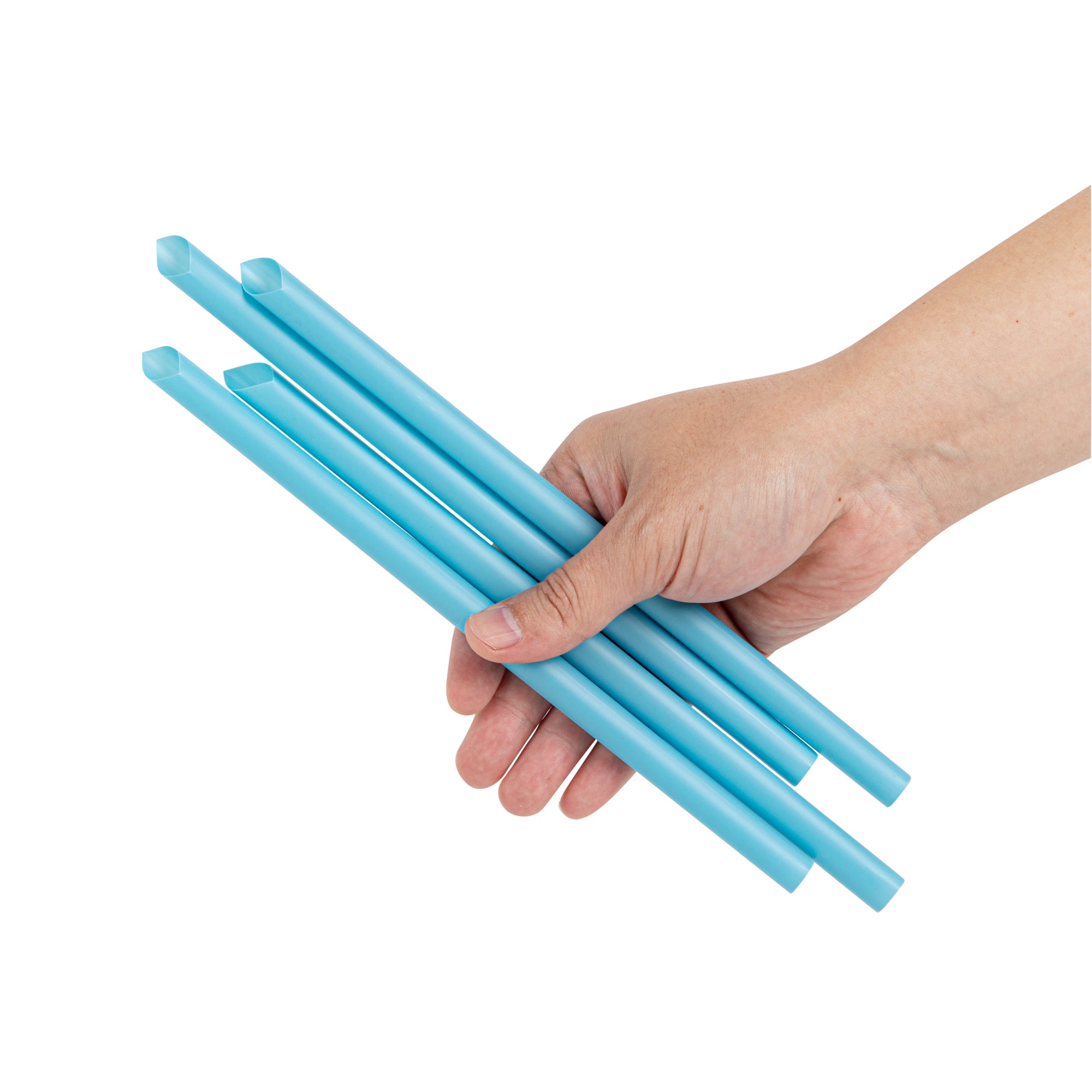 Eco-Friendly Extra Wide Blue PLA Plastic Boba Straws - Compostable, Pointed Tip, 9