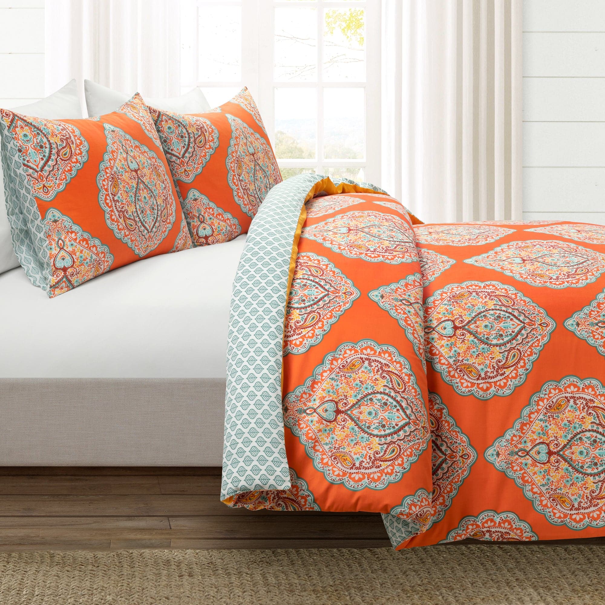 Harley Reversible Cotton Duvet Cover 3 Piece Set - Soft & Breathable Bedding Set for Queen/King Size - Perfect for Bedroom, Guest Room & Dorm Decor