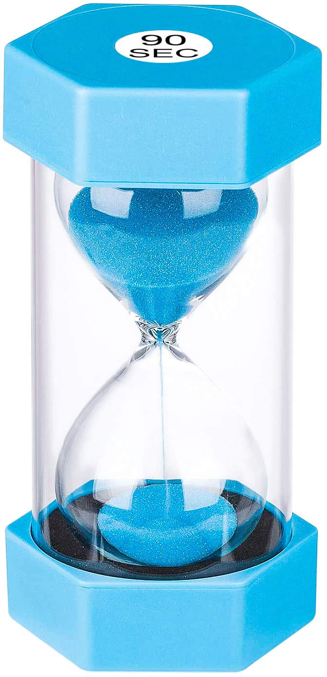 Hourglass 90 Second Sand Timer - Large Unbreakable Plastic Sand Clock for Kids, Classroom Games & Learning Activities | Perfect for Time Management, Board Games, STEM Education & Sensory Play