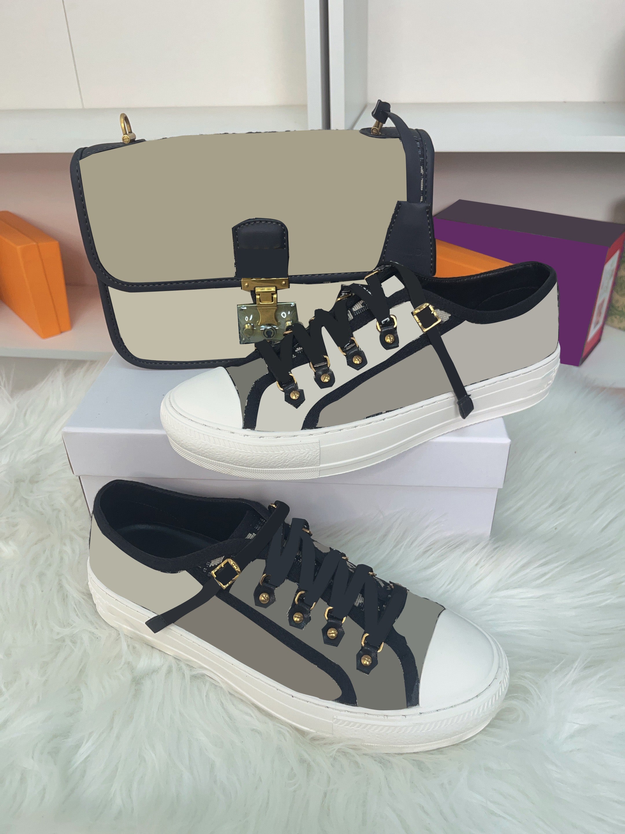 Classic Leather Shoes & Handbag Set for Women - Stylish & Comfortable for Work, Travel & Everyday Use