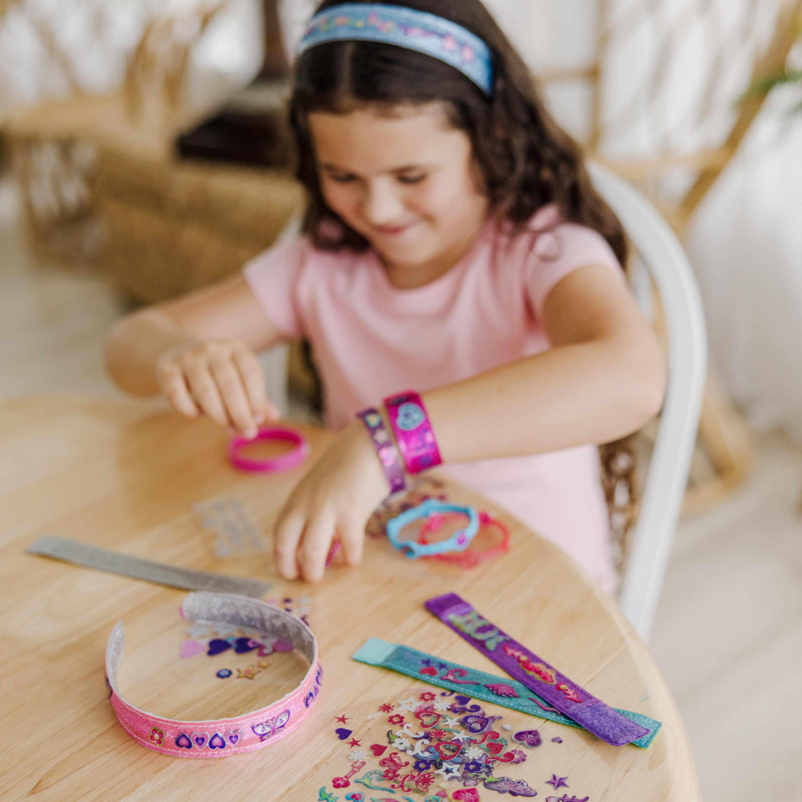 Melissa & Doug Design Your Own Bracelets Kit - 100+ Sparkle Gem Glitter Stickers for Girls DIY Jewelry Making, Perfect for Birthday Gifts & Creative Play
