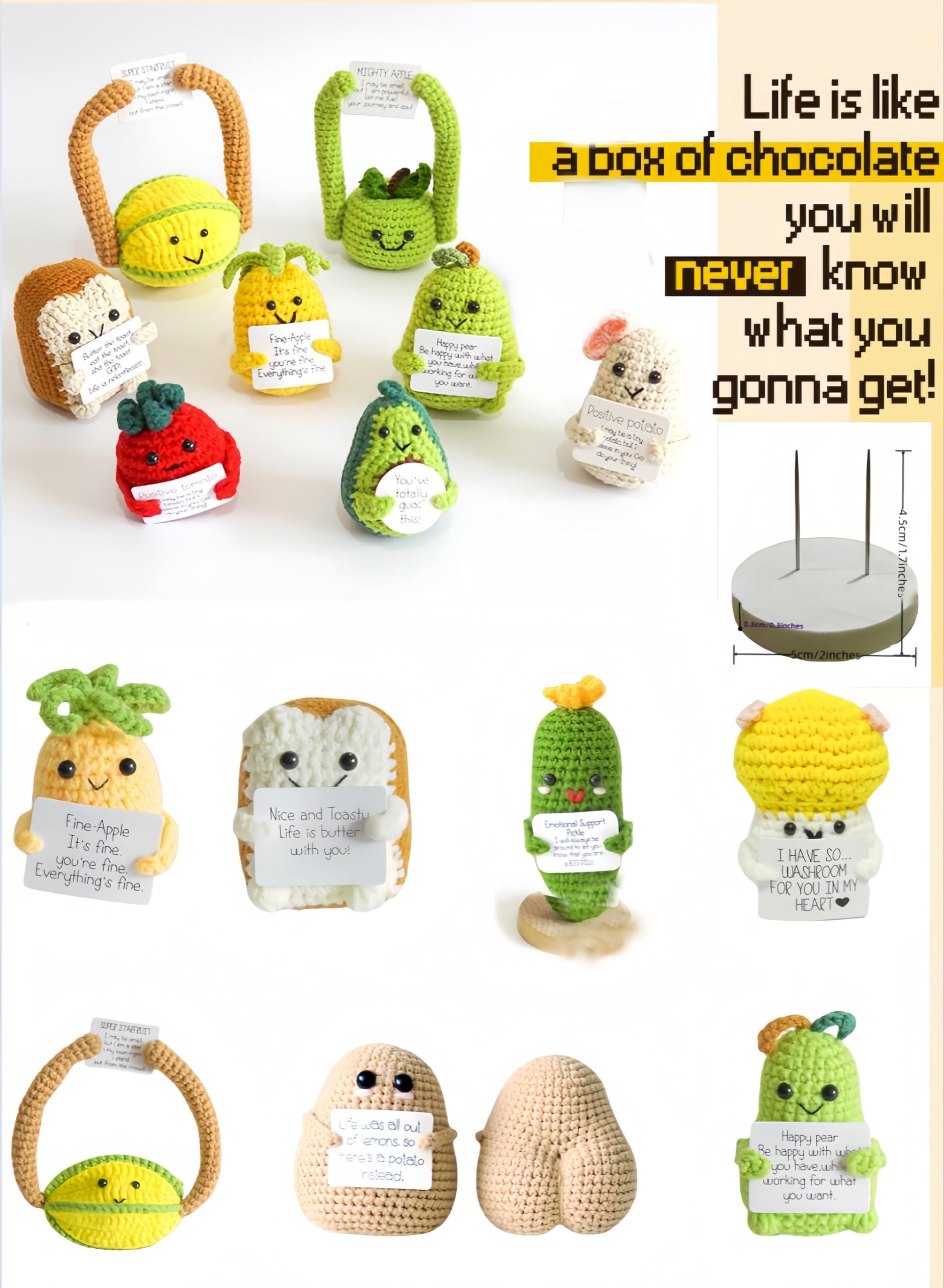 Crochet Potato Knitting Kit - DIY Emotional Support Desk Decor, Cute Home Decoration for Stress Relief & Office Display