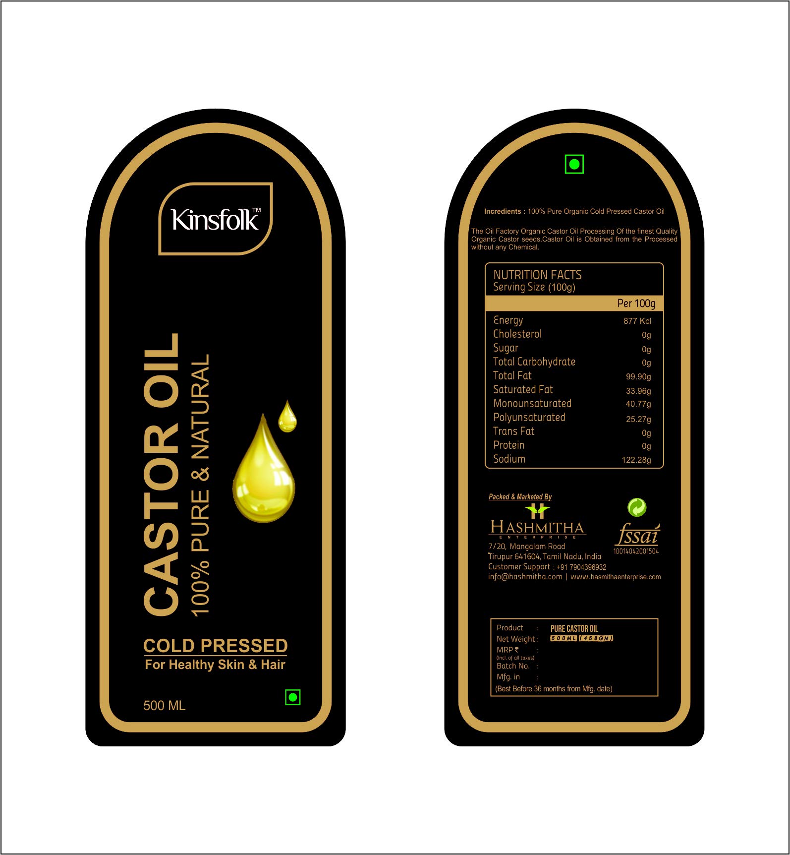 100% Pure Cold Pressed Castor Oil for Hair Growth & Skin Care - 500ml (Pack of 2) | Natural Hair Treatment, Eyelash & Eyebrow Enhancer, Moisturizer for Dry Scalp & Skin | Perfect for DIY Beauty & Hair Care Routines