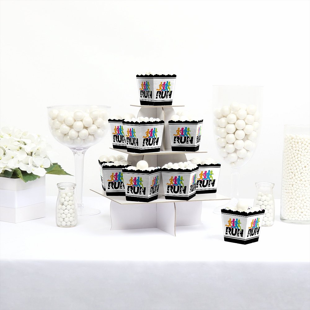 Big Dot of Happiness Set the Pace Running Party Favor Boxes - 12 Mini Track & Marathon Treat Candy Boxes for Cross Country Events, Race Celebrations & Sports Themed Parties