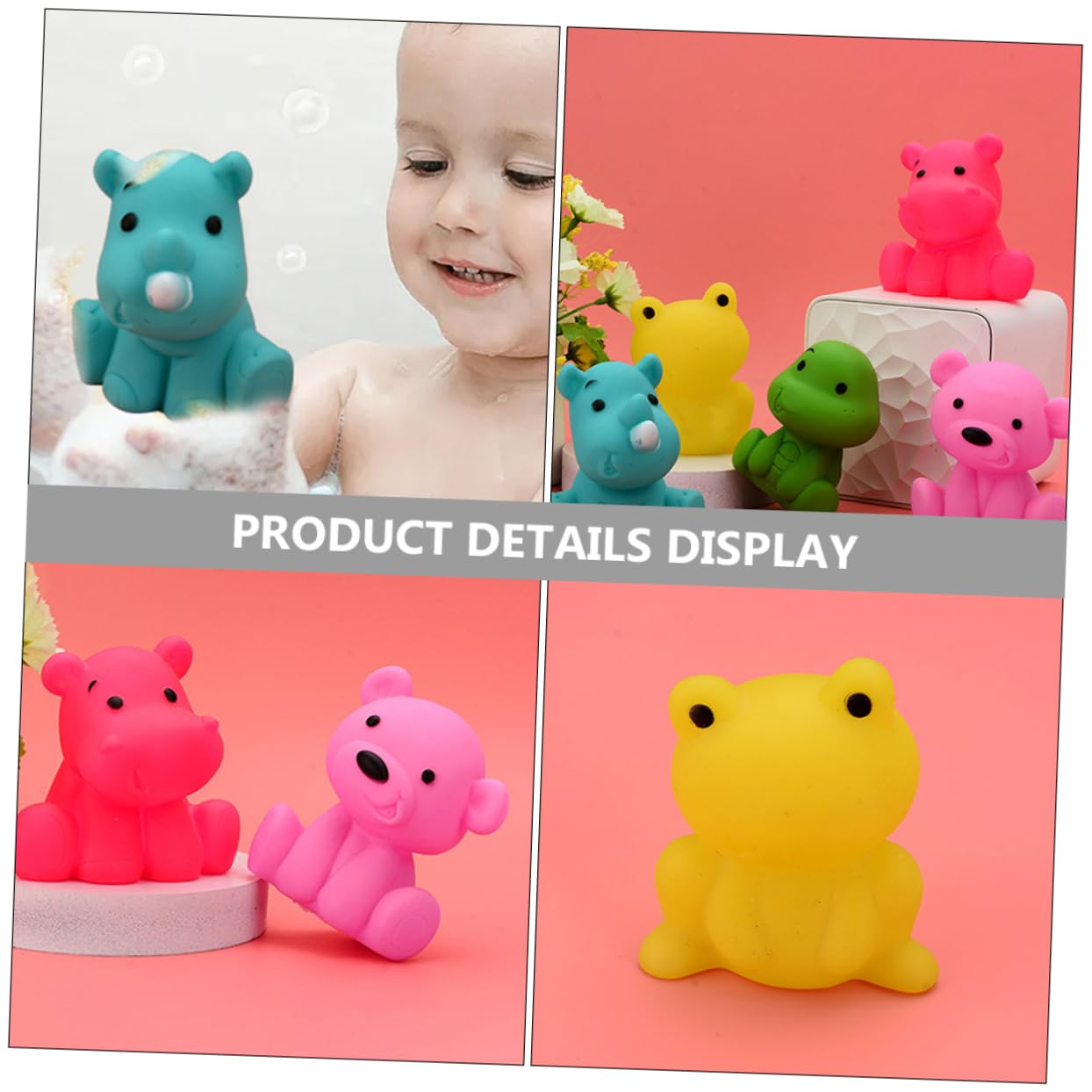 HEMOTON 9-Piece Kids Pool Floating Toy Set - Bath Squirt Toys, Floating Frog & Squeaky Bear Vinyl Animals for Toddlers - Perfect for Bathtime, Swimming Pools & Outdoor Water Play