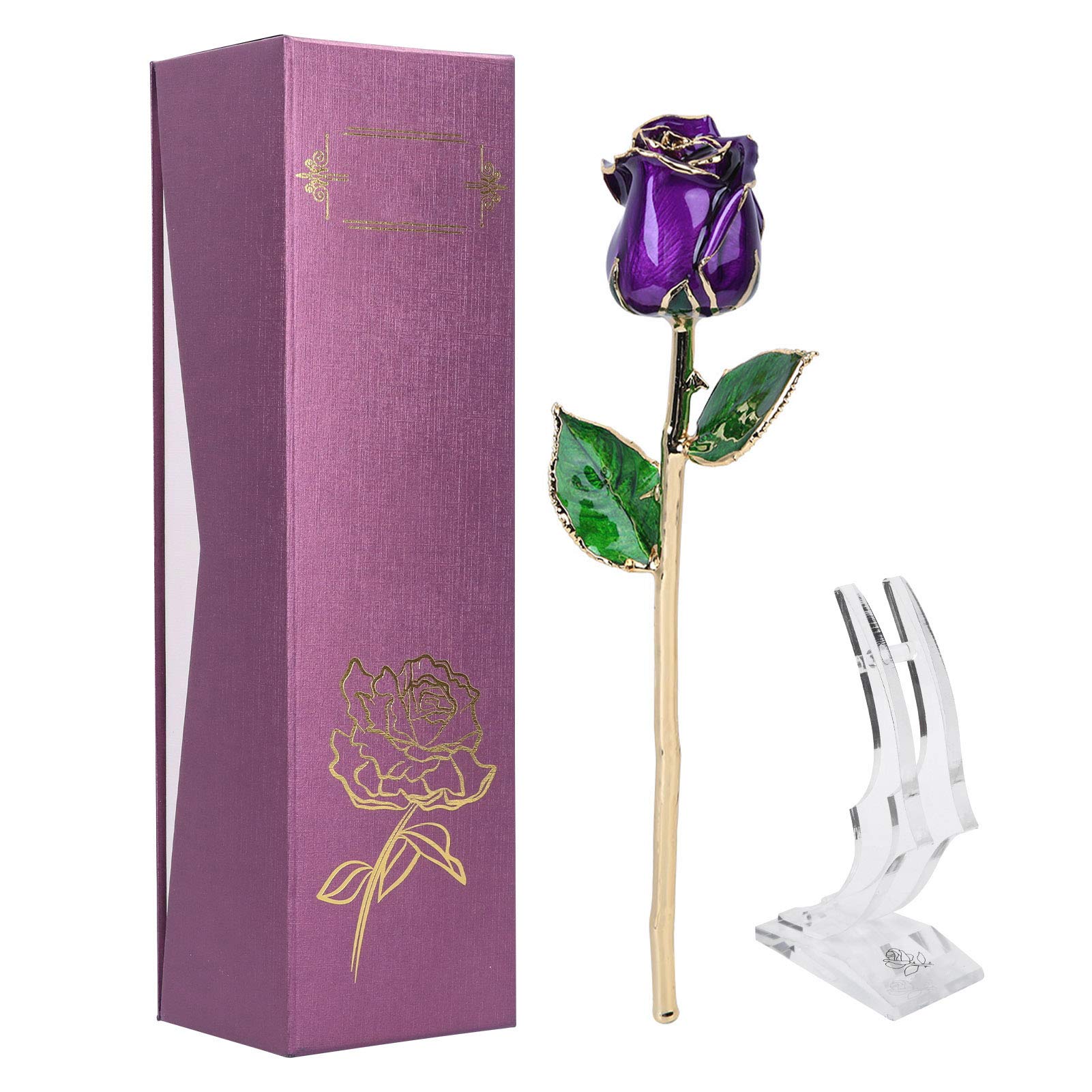 24K Gold Plated Rose Flower with Base - Romantic Gift for Her, Valentine's Day, Wedding Anniversary, Birthday, Proposal - Perfect for Home Decor, Wedding Centerpiece, and Special Occasion Gifts