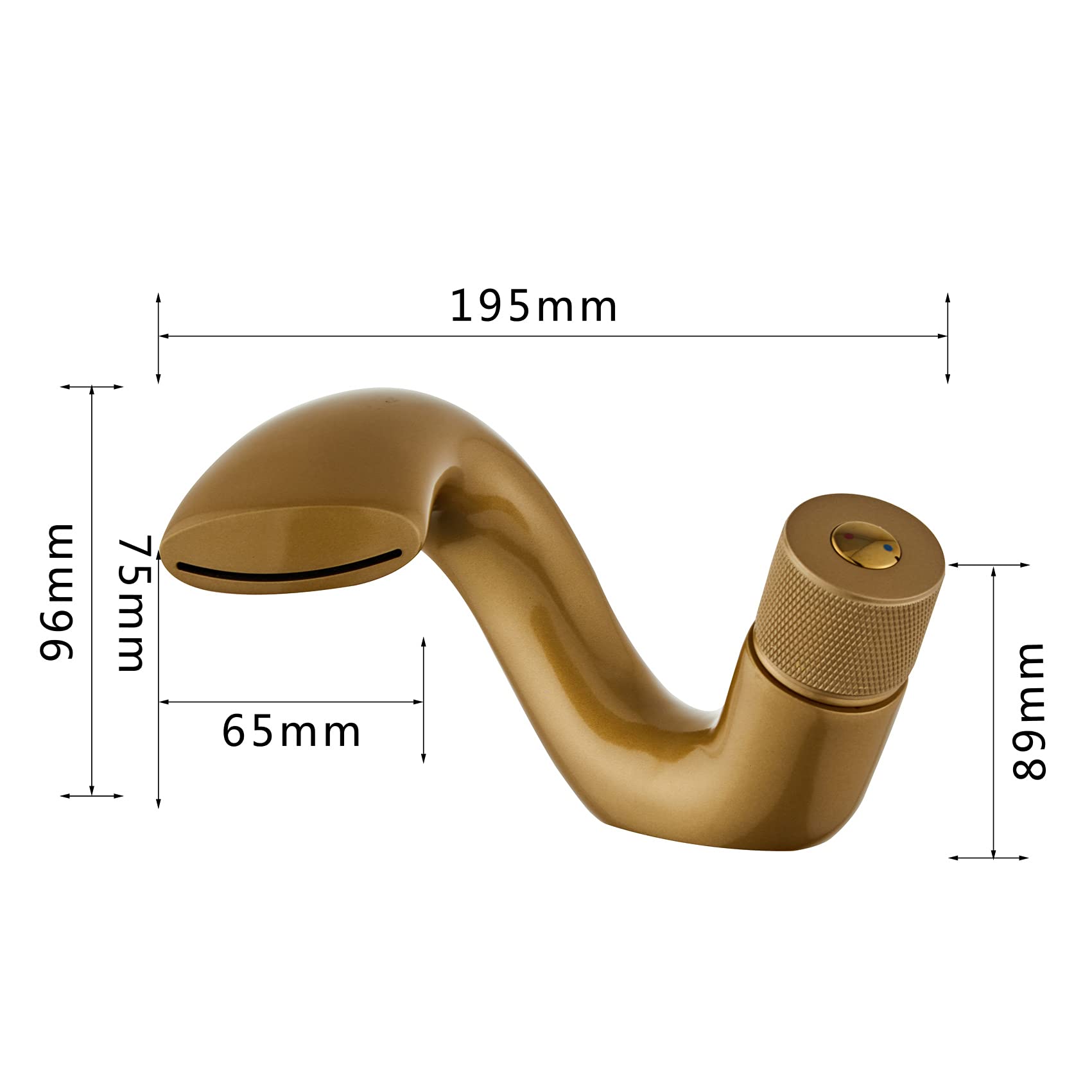 Wovier Matte Gold Waterfall Bathroom Sink Faucet - Single Handle Single Hole Lavatory Faucet with Supply Hose, Slanted Body Basin Mixer Tap for Commercial & Home Use - Perfect for Modern Bathrooms, Restaurants, and Hotels