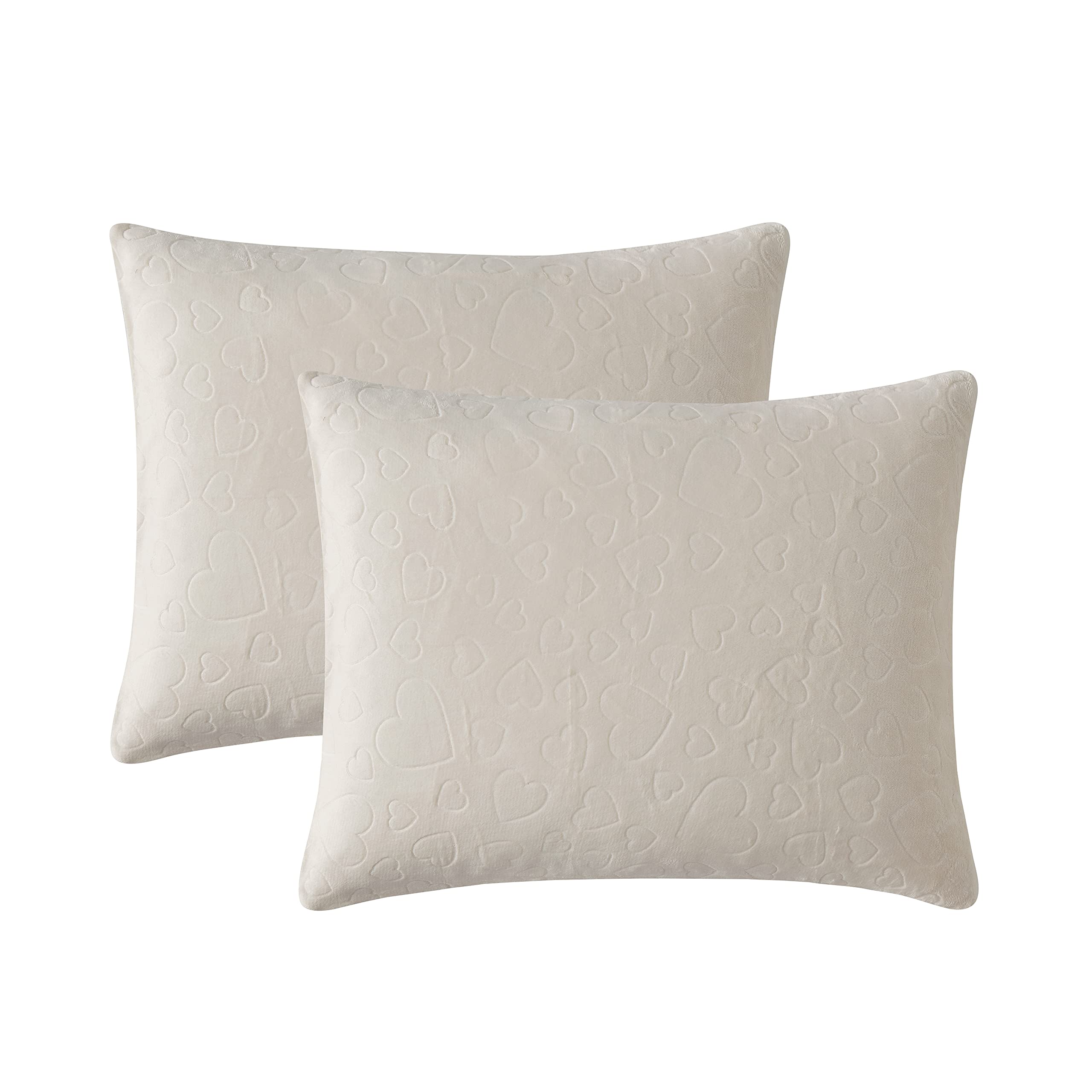 Olivia & Finn Twin Size Comforter Set - Soft Plush Bedding with Matching Sham, Kids Room Decor, Cozy Flannel Twin Bed Set (Plush Hearts White, 2-Piece) | Perfect for Children's Bedrooms, Sleepovers & Cozy Winter Nights