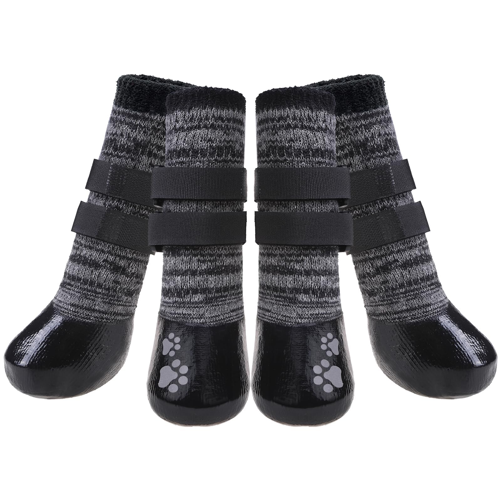 KOOLTAIL Anti-Slip Dog Socks with Grips - Waterproof Winter Boots for Small Medium Large Dogs - Paw Protector for Hardwood Floors - Prevent Licking & Keep Warm in Rain/Snow - Perfect for Indoor/Outdoor Use, Walking & Cold Weather Protection