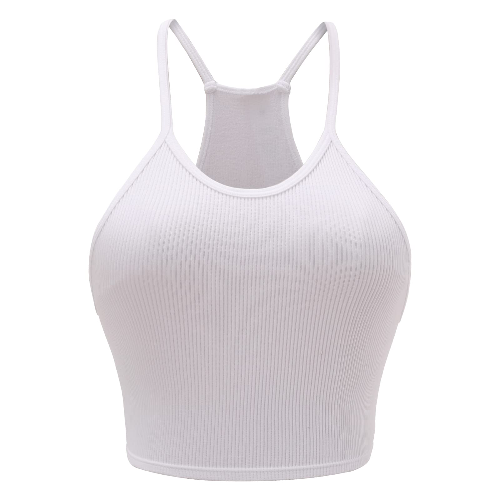 Attifall Women's Ribbed Crop Tank Top Pack - Seamless Racerback Spaghetti Strap Cami for Workout, Yoga & Summer Outfits