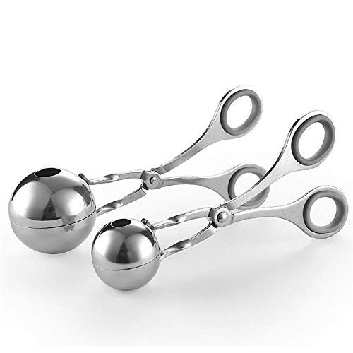 Premium Stainless Steel Meatball Maker Set - Non-Stick Ice Cream & Cookie Dough Scoop with Tongs (1.38