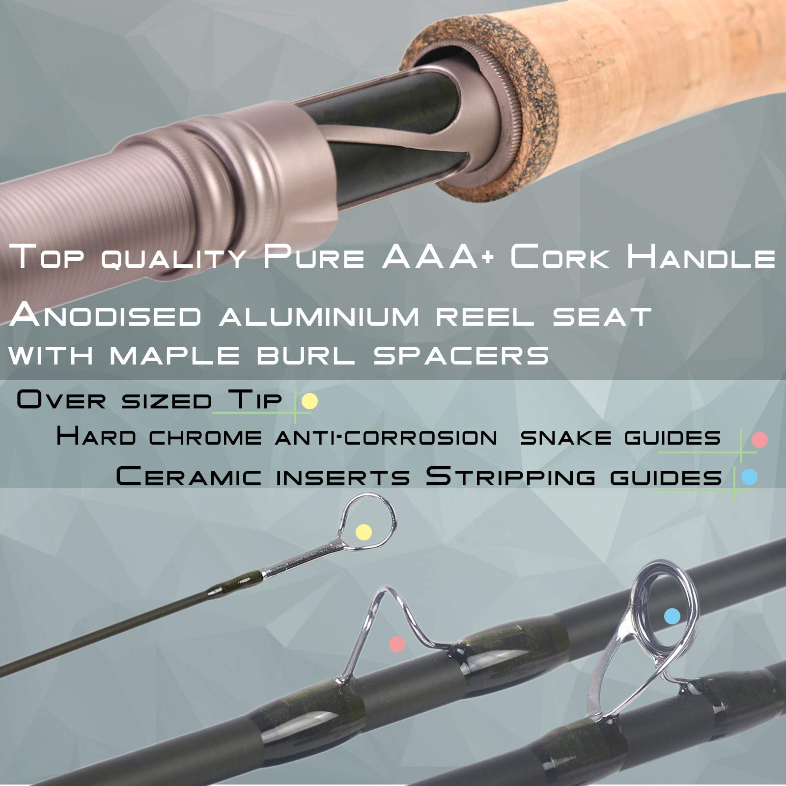 Maxcatch Aspire Fly Fishing Rod - 40T Carbon Fiber, Anodized Reel Seat, 4-Piece (5/6/8 wt) - Perfect for Trout, Bass & Freshwater Fishing
