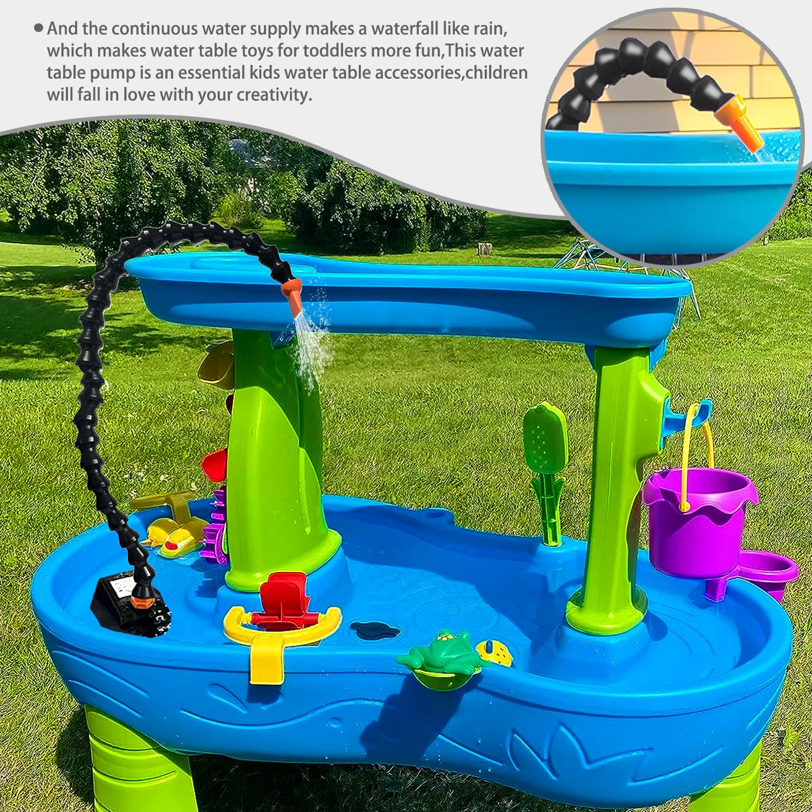Universal Water Table Pump with Joint Pipe - Kids Outdoor Water Play Accessories for Summer Fun | Perfect for Backyard Splash Pads, Sand & Water Tables, and Pool Toys