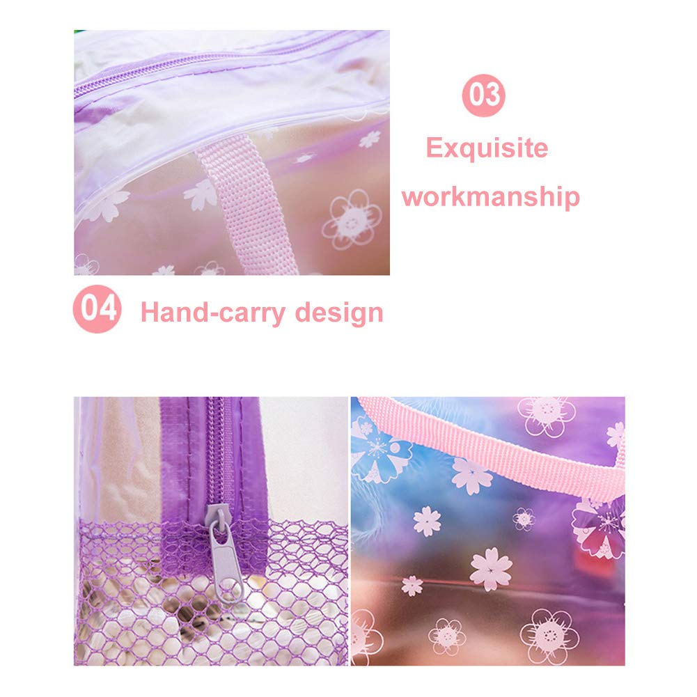 Clear Travel Storage Bag with Zipper - Waterproof Makeup & Toiletry Organizer Pouch (Purple) | Perfect for Cosmetic Storage, Gym Essentials & Vacation Packing