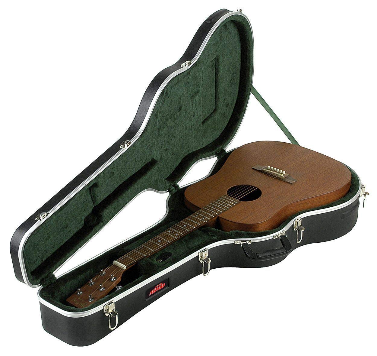 SKB Acoustic Guitar Hardshell Case with Standard Latches & Comfort Handle - Perfect for Travel, Storage & Stage Protection