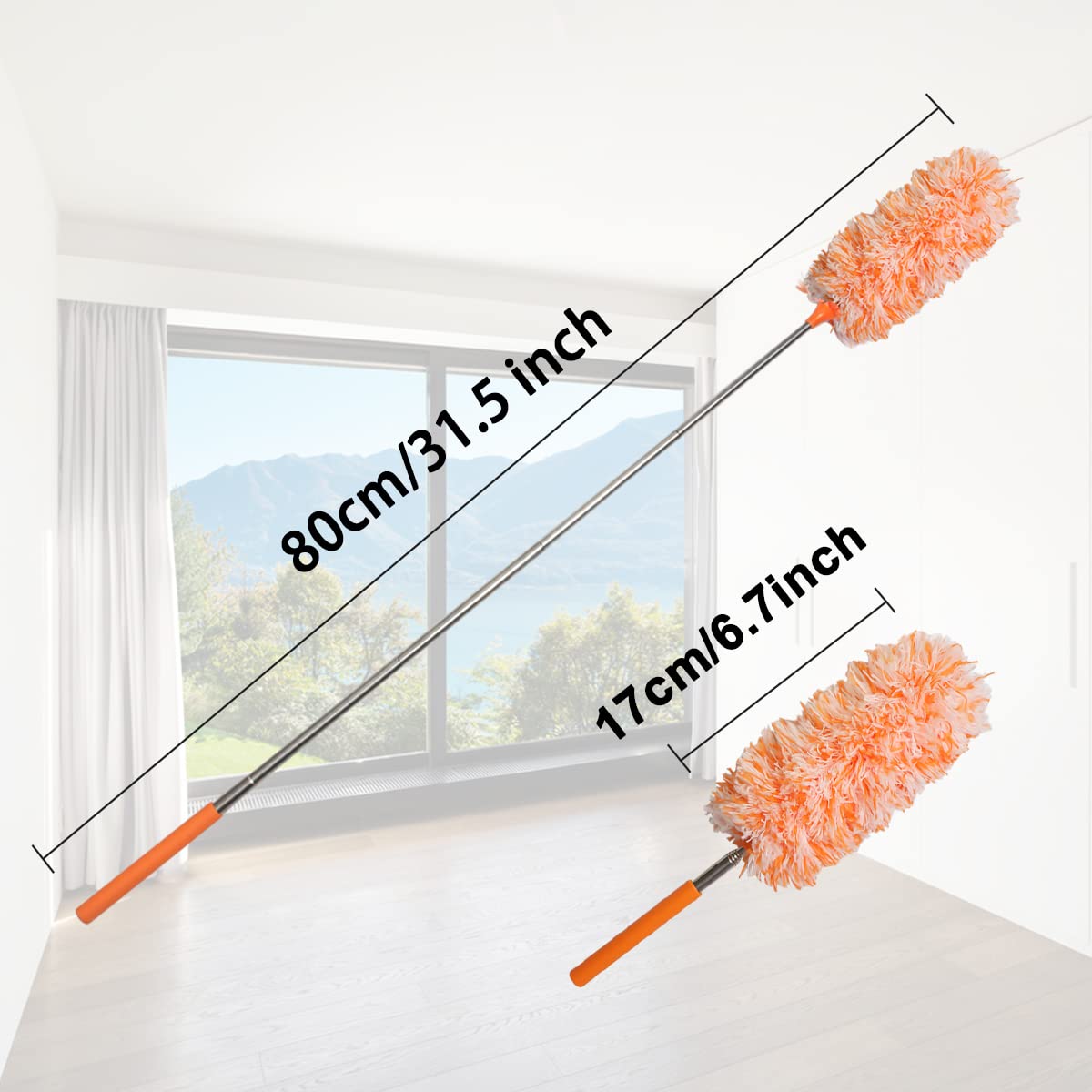 4-Pack Washable Microfiber Duster Set - Extendable Dusting Brush for Home, Office, Car, Computer & AC Cleaning | Reusable Cleaning Tool for Furniture, Electronics & Hard-to-Reach Areas
