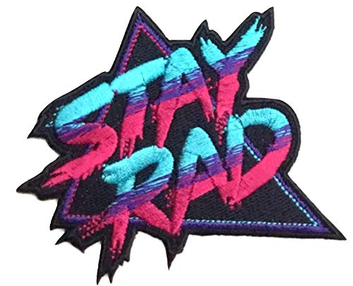 2 Pack Stay Rad Embroidered Iron On & Sew On Cool Patches for Jackets, Jeans, Backpacks - DIY Punk & Skate Style