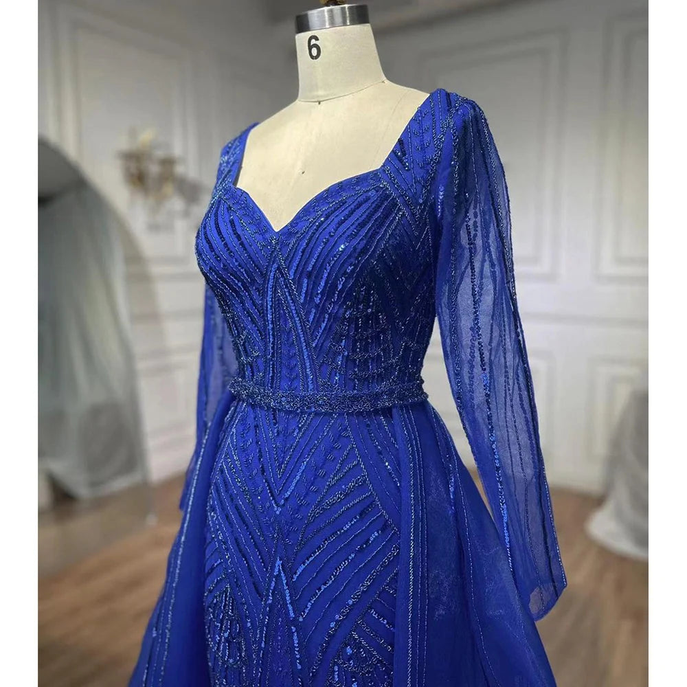 Serene Hill Muslim Royal Blue A-Line Sweetheart Beaded Luxury Dubai Evening Dress Gown for Women - Wedding, Party, Special Occasions 2025 LA72221 | Perfect for Formal Events, Bridal Showers & Evening Galas