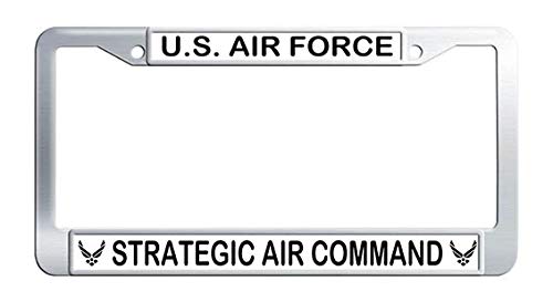 US Air Force Strategic Air Command SAC Stainless Steel License Plate Frame - Durable Car Tag Holder for Military Enthusiasts & Veterans (Perfect for Cars, Trucks & Motorcycles)