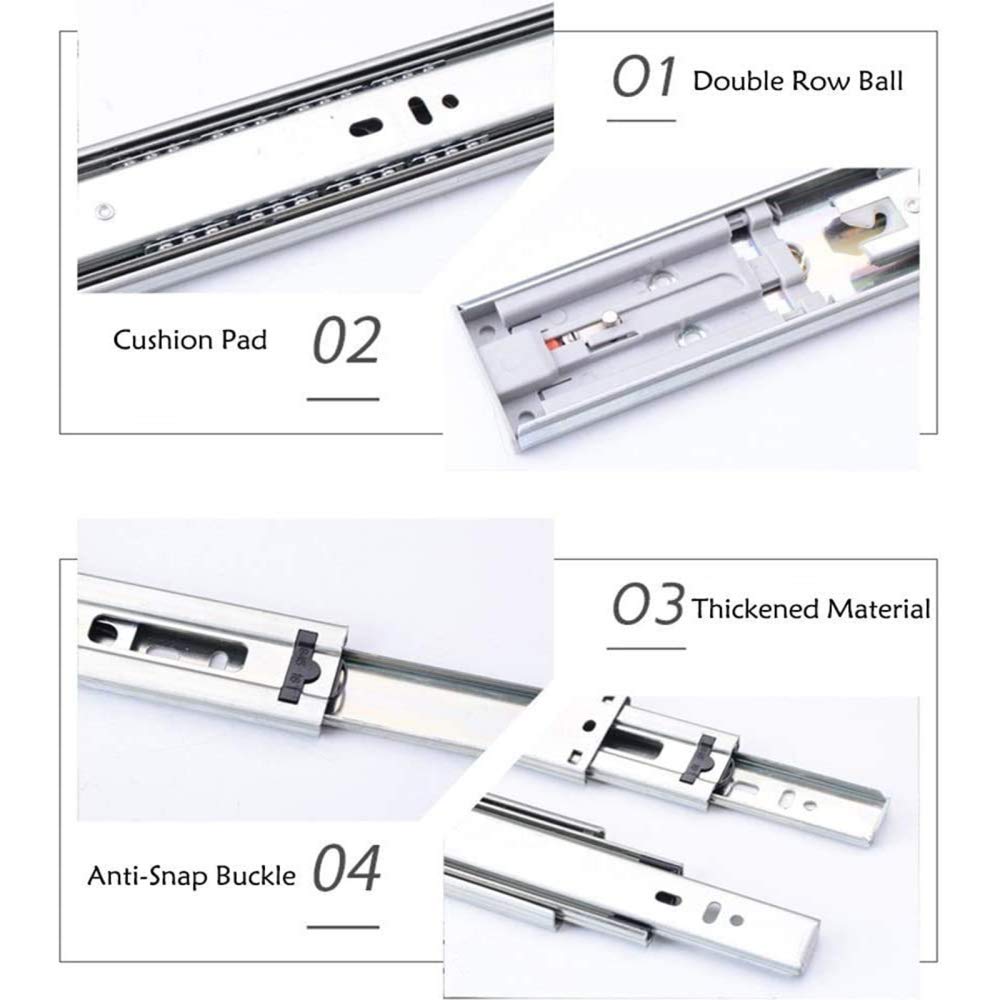 10 Inch Stainless Steel Drawer Slides - Heavy Duty 3-Fold Cabinet Rails for Smooth Gliding | Perfect for Kitchen Cabinets, Office Furniture & Storage Drawers