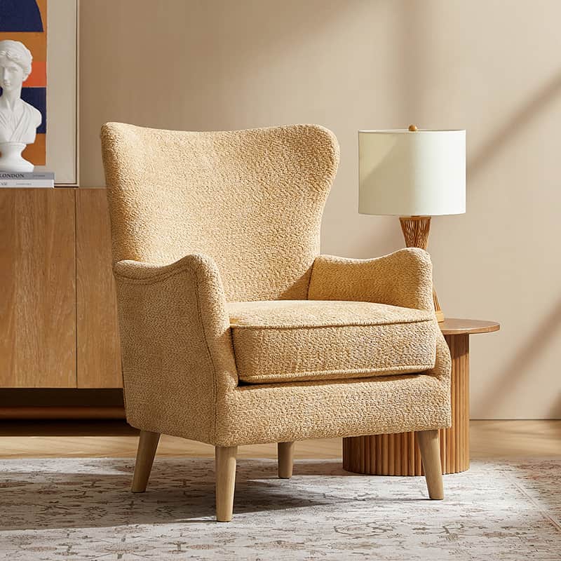 Dorothy Upholstered Armchair with Solid Rubber Wood Frame & Sturdy Legs - Perfect for Living Room, Bedroom, or Home Office Seating