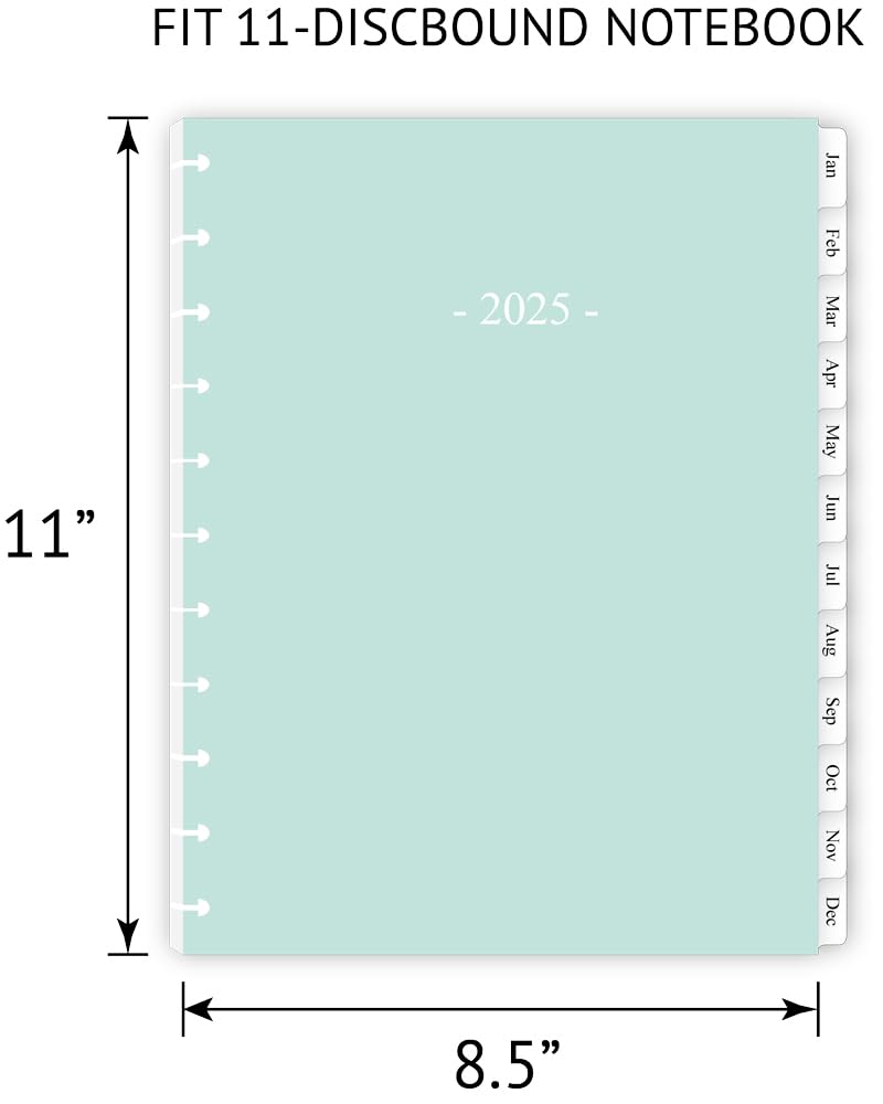 2025 Weekly Planner Refills for 11-Discbound Notebooks - Monthly Tabs, Letter Size 8.5