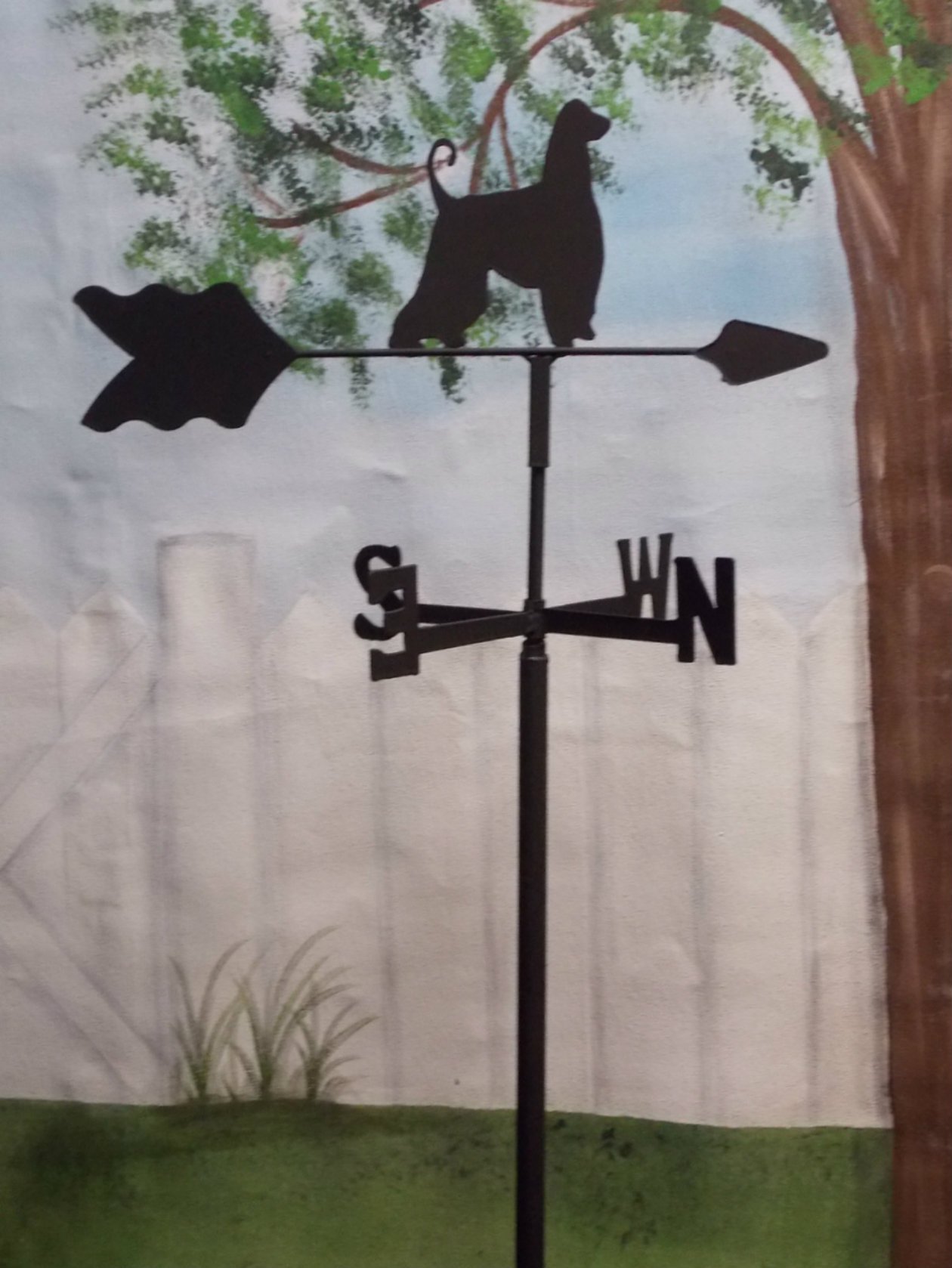 Handcrafted Wrought Iron Afghan Hound Weathervane - Rust-Resistant Garden Decor for Outdoor Patio, Yard & Roof Decoration