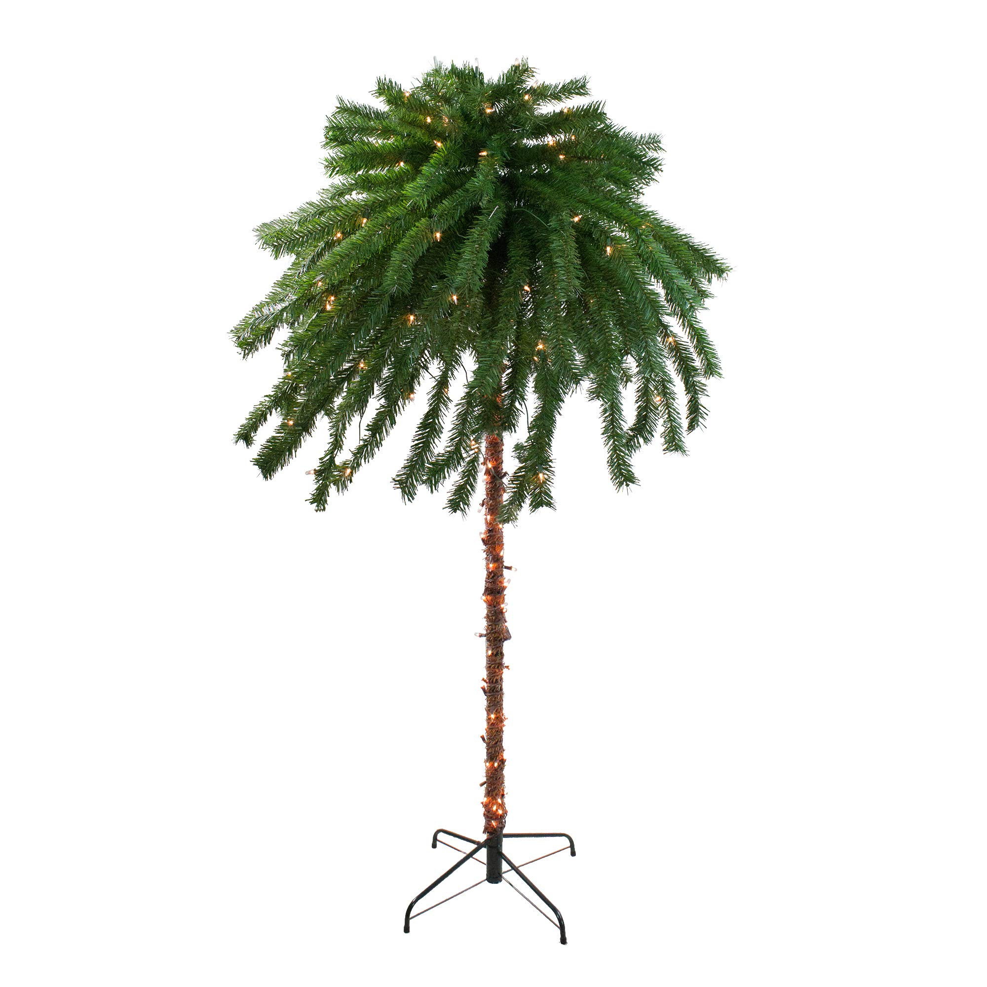 Northlight 6ft Pre-Lit Artificial Palm Tree with Clear LED Lights - Indoor/Outdoor Tropical Decor for Patio, Poolside, and Home Party Decoration