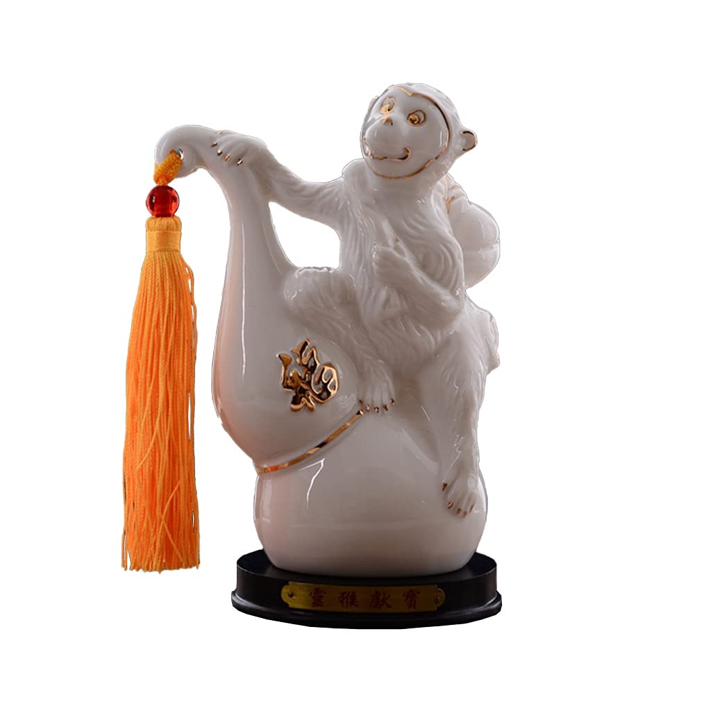 IAOHUO Feng Shui Monkey Zodiac Sculpture - Chinese Zodiac Home & Office Decor, Bookshelf Decoration, Unique Gift Idea for Home, Office, or Meditation Space (Color: B, Size: 2)